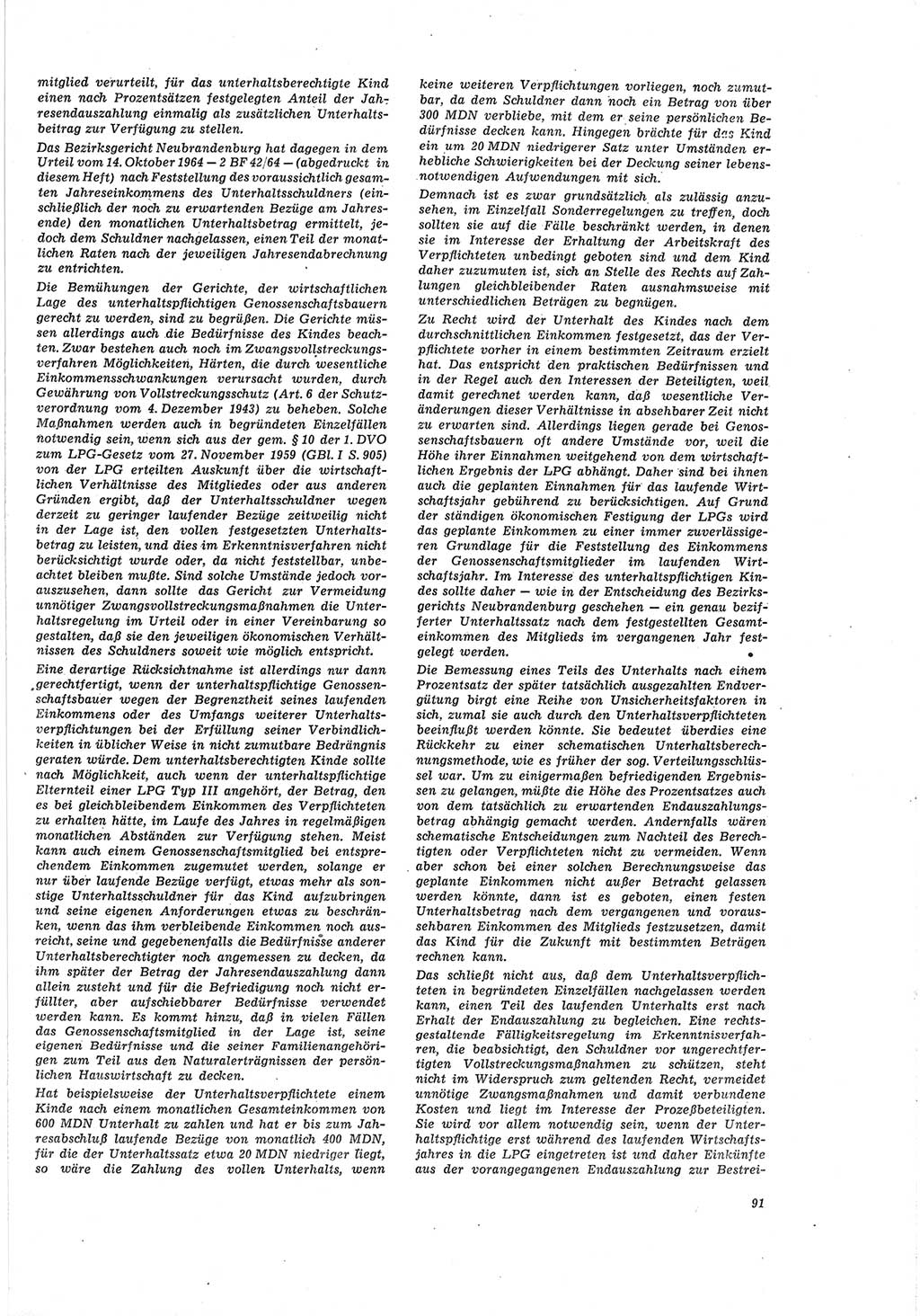 Neue Justiz (NJ), Zeitschrift für Recht und Rechtswissenschaft [Deutsche Demokratische Republik (DDR)], 19. Jahrgang 1965, Seite 91 (NJ DDR 1965, S. 91)