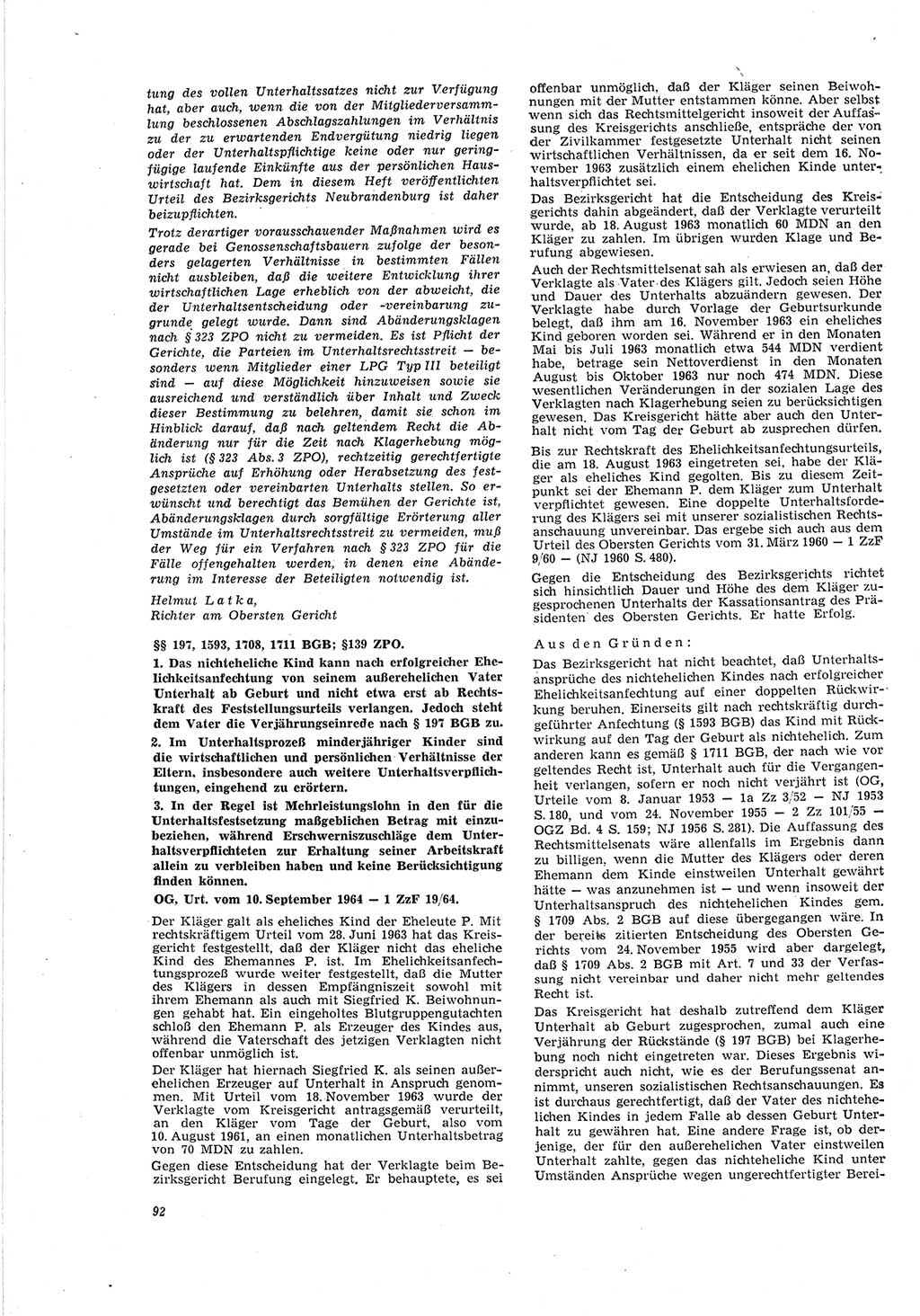 Neue Justiz (NJ), Zeitschrift für Recht und Rechtswissenschaft [Deutsche Demokratische Republik (DDR)], 19. Jahrgang 1965, Seite 92 (NJ DDR 1965, S. 92)