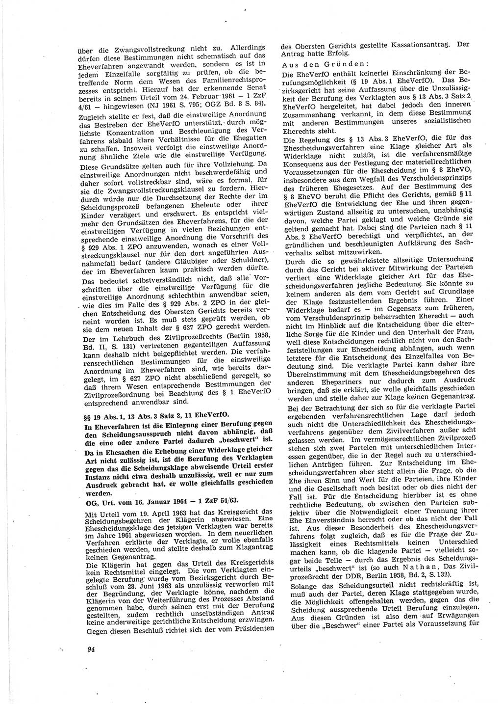 Neue Justiz (NJ), Zeitschrift für Recht und Rechtswissenschaft [Deutsche Demokratische Republik (DDR)], 19. Jahrgang 1965, Seite 94 (NJ DDR 1965, S. 94)
