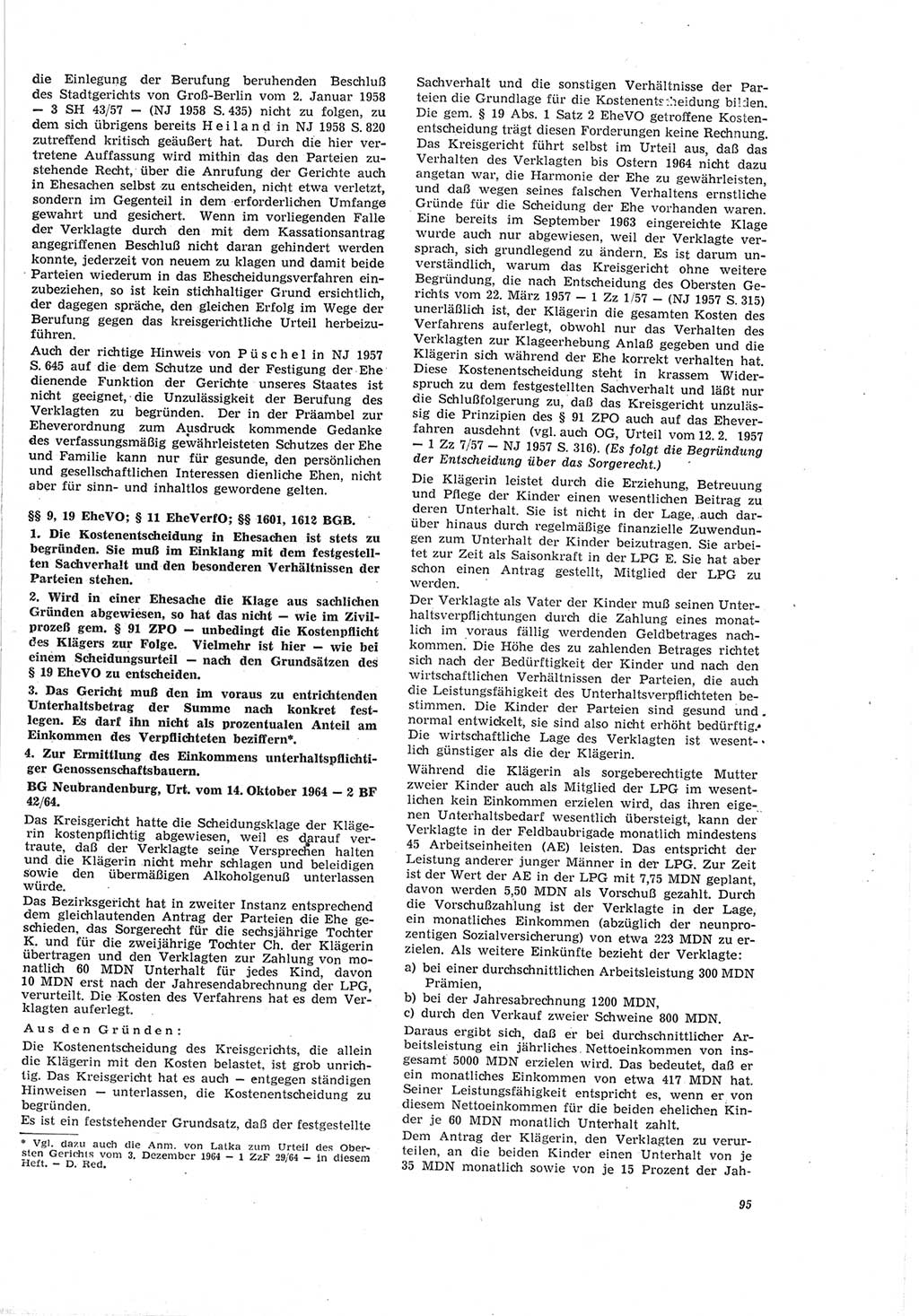 Neue Justiz (NJ), Zeitschrift für Recht und Rechtswissenschaft [Deutsche Demokratische Republik (DDR)], 19. Jahrgang 1965, Seite 95 (NJ DDR 1965, S. 95)