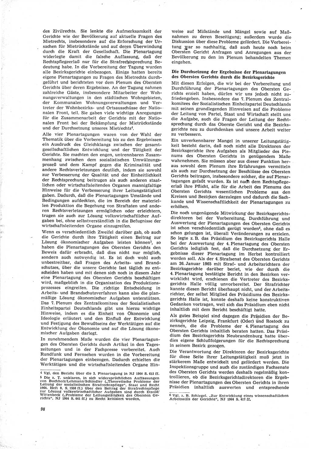 Neue Justiz (NJ), Zeitschrift für Recht und Rechtswissenschaft [Deutsche Demokratische Republik (DDR)], 19. Jahrgang 1965, Seite 98 (NJ DDR 1965, S. 98)