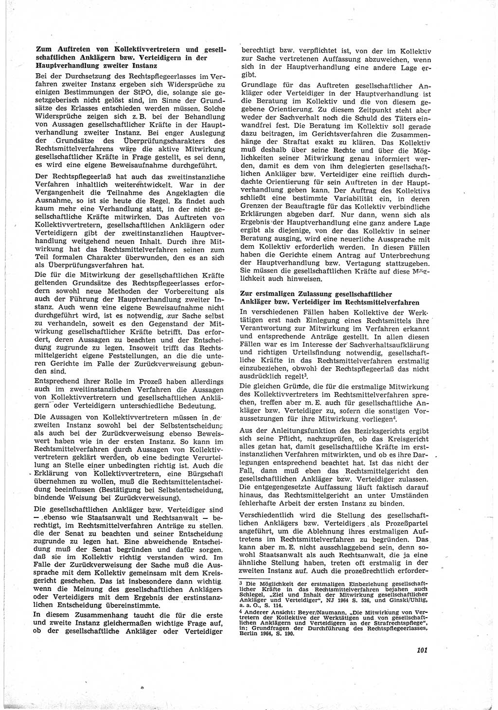 Neue Justiz (NJ), Zeitschrift für Recht und Rechtswissenschaft [Deutsche Demokratische Republik (DDR)], 19. Jahrgang 1965, Seite 101 (NJ DDR 1965, S. 101)