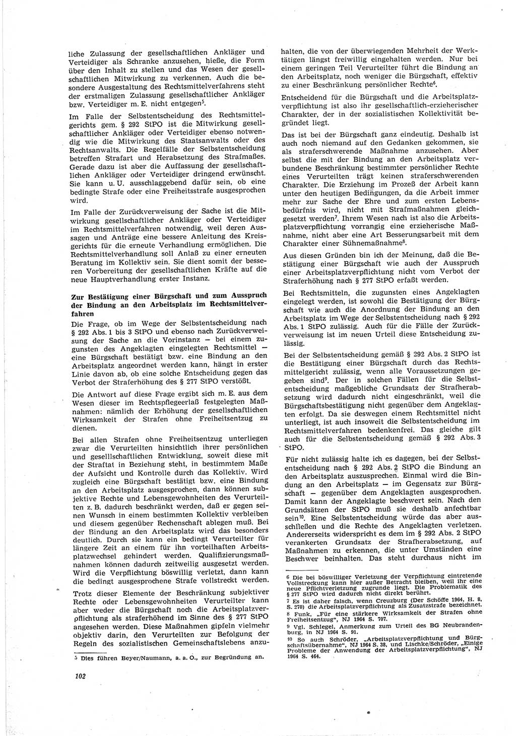 Neue Justiz (NJ), Zeitschrift für Recht und Rechtswissenschaft [Deutsche Demokratische Republik (DDR)], 19. Jahrgang 1965, Seite 102 (NJ DDR 1965, S. 102)