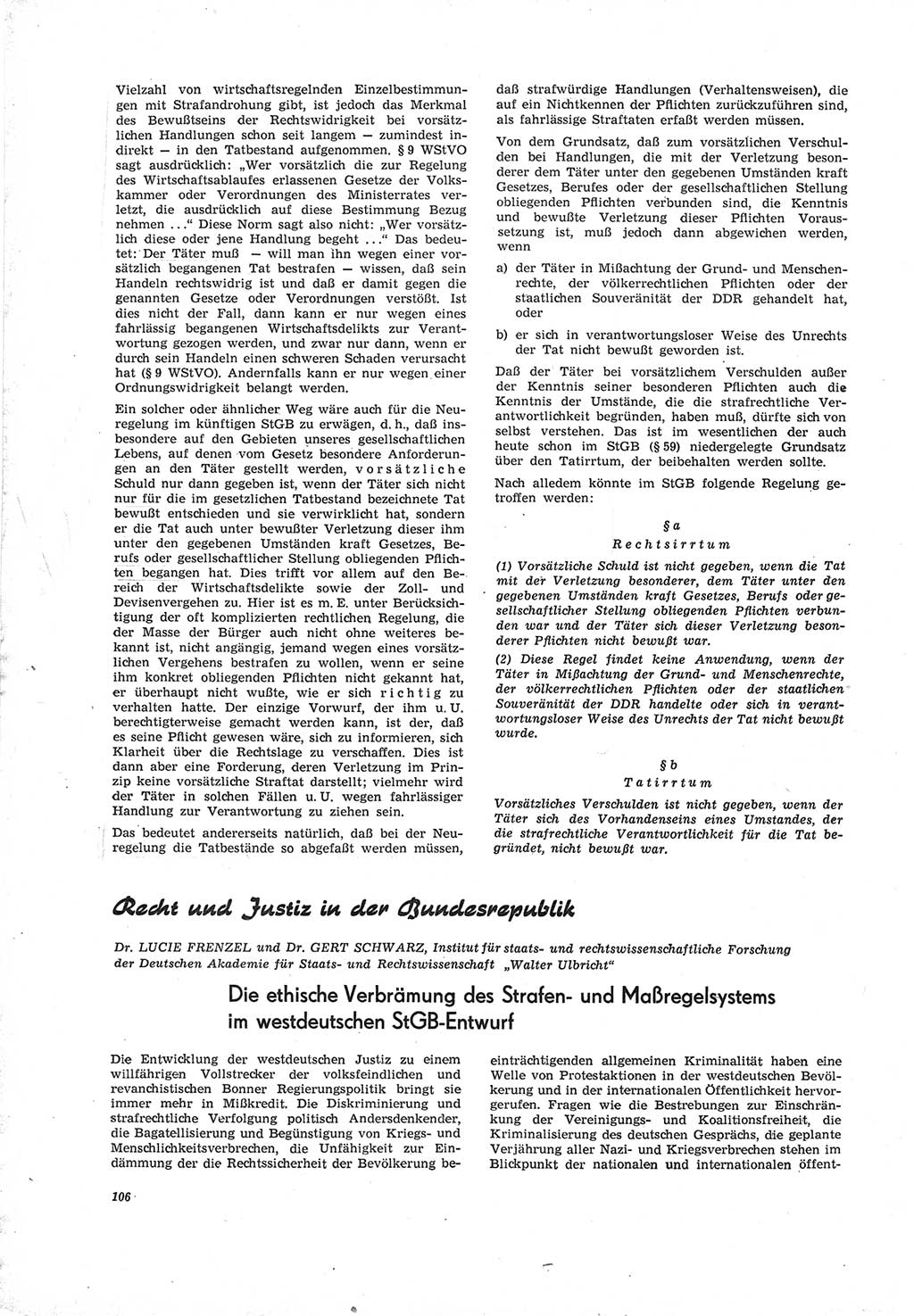 Neue Justiz (NJ), Zeitschrift für Recht und Rechtswissenschaft [Deutsche Demokratische Republik (DDR)], 19. Jahrgang 1965, Seite 106 (NJ DDR 1965, S. 106)