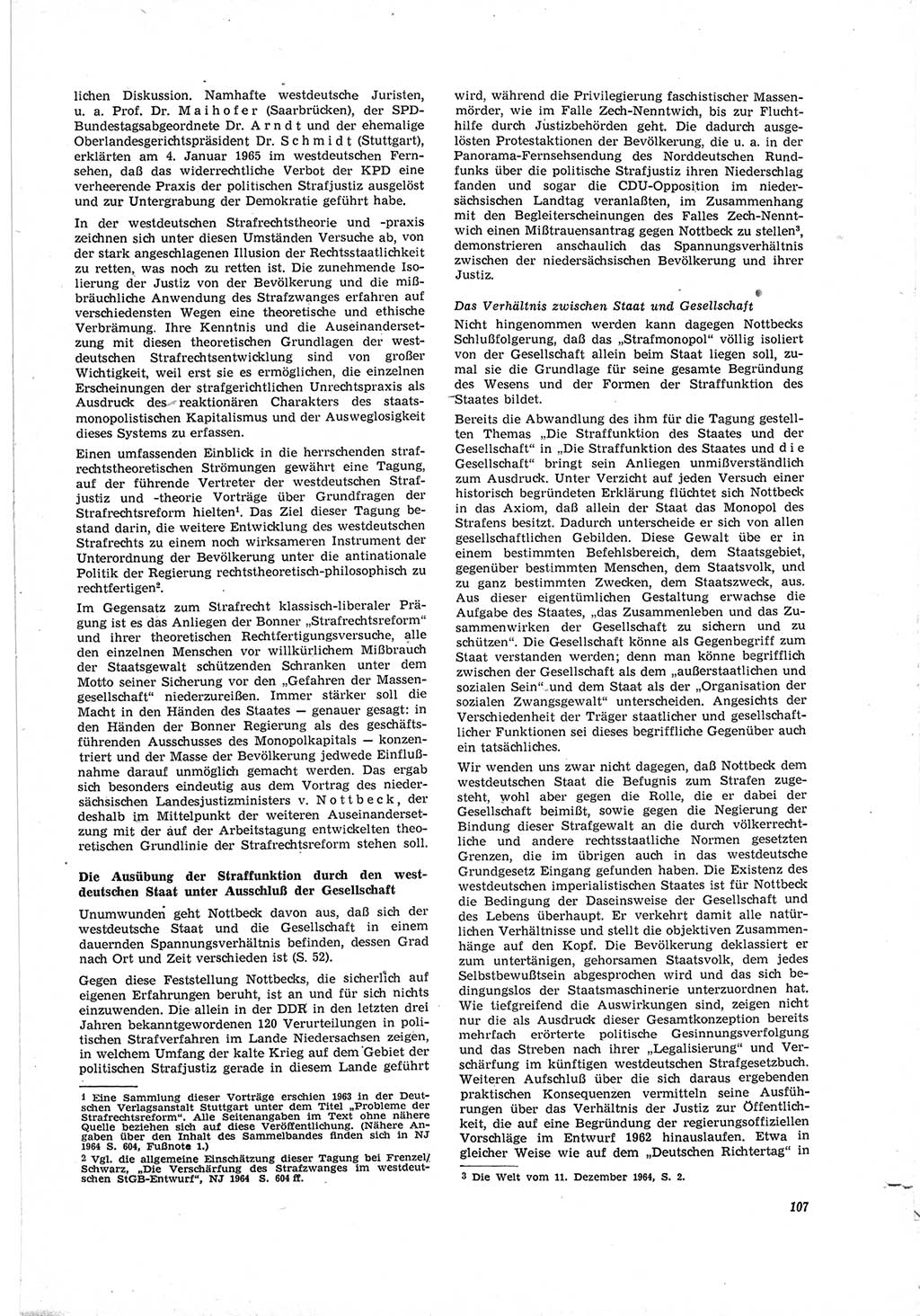 Neue Justiz (NJ), Zeitschrift für Recht und Rechtswissenschaft [Deutsche Demokratische Republik (DDR)], 19. Jahrgang 1965, Seite 107 (NJ DDR 1965, S. 107)