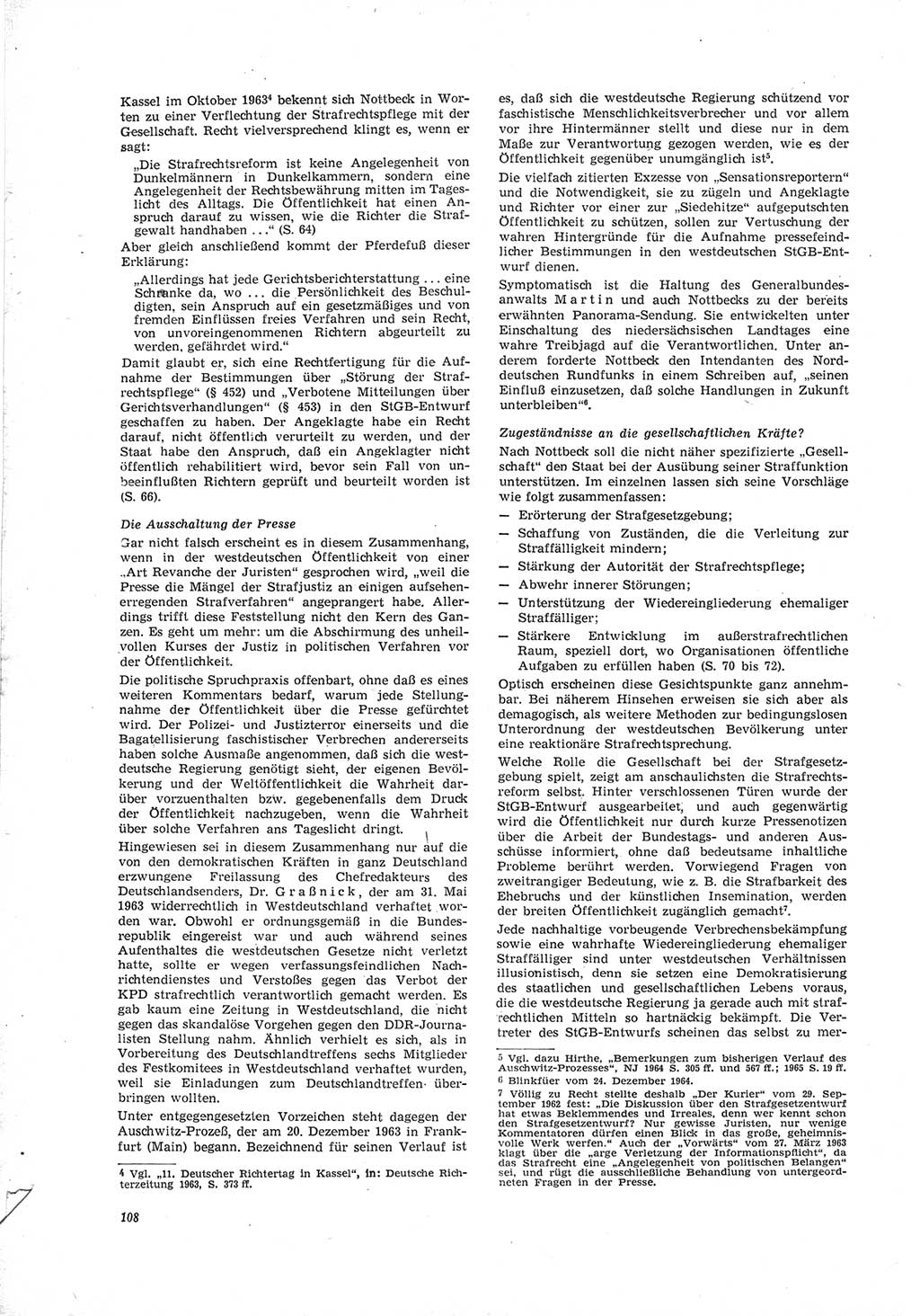 Neue Justiz (NJ), Zeitschrift für Recht und Rechtswissenschaft [Deutsche Demokratische Republik (DDR)], 19. Jahrgang 1965, Seite 108 (NJ DDR 1965, S. 108)