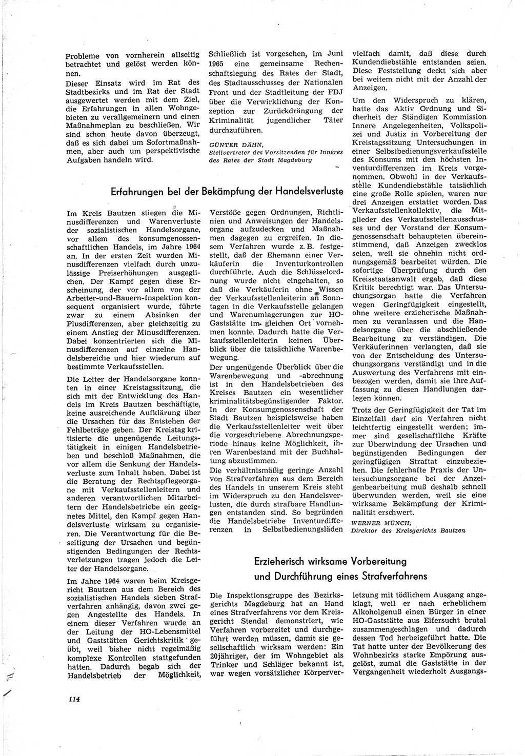Neue Justiz (NJ), Zeitschrift für Recht und Rechtswissenschaft [Deutsche Demokratische Republik (DDR)], 19. Jahrgang 1965, Seite 114 (NJ DDR 1965, S. 114)