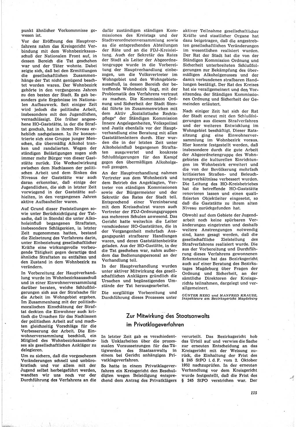 Neue Justiz (NJ), Zeitschrift für Recht und Rechtswissenschaft [Deutsche Demokratische Republik (DDR)], 19. Jahrgang 1965, Seite 115 (NJ DDR 1965, S. 115)