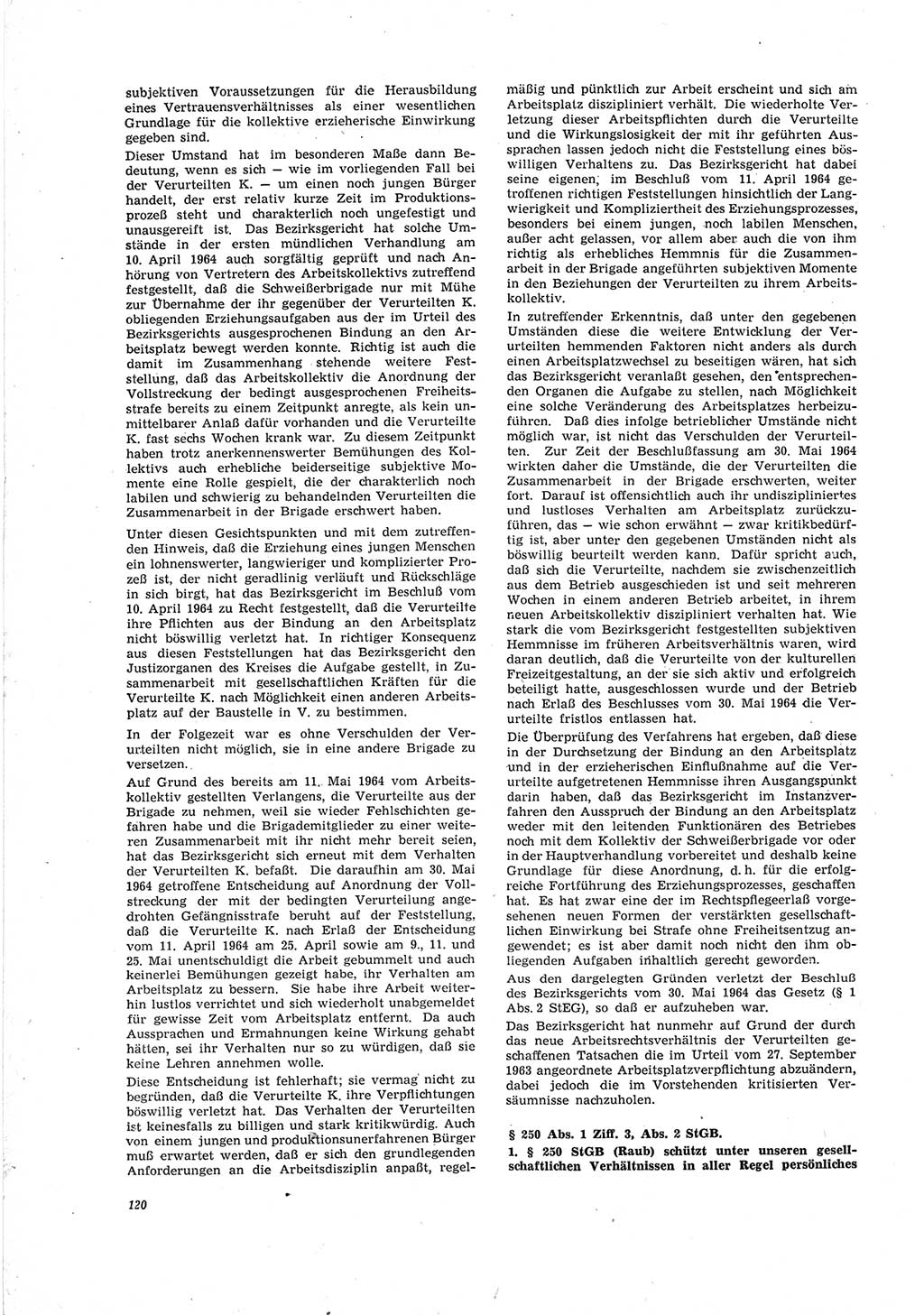 Neue Justiz (NJ), Zeitschrift für Recht und Rechtswissenschaft [Deutsche Demokratische Republik (DDR)], 19. Jahrgang 1965, Seite 120 (NJ DDR 1965, S. 120)