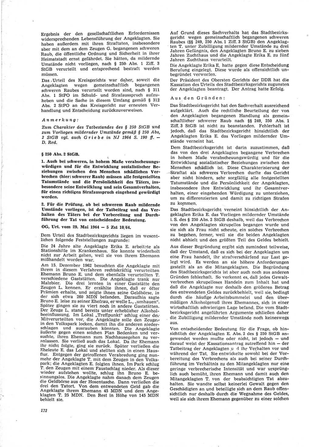 Neue Justiz (NJ), Zeitschrift für Recht und Rechtswissenschaft [Deutsche Demokratische Republik (DDR)], 19. Jahrgang 1965, Seite 122 (NJ DDR 1965, S. 122)