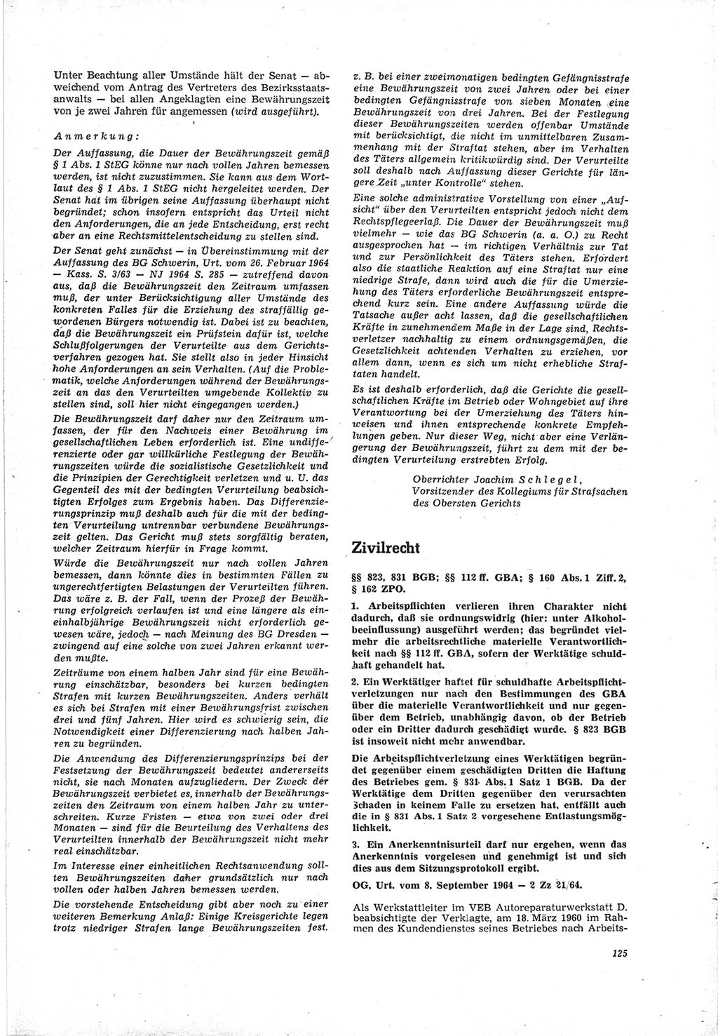 Neue Justiz (NJ), Zeitschrift für Recht und Rechtswissenschaft [Deutsche Demokratische Republik (DDR)], 19. Jahrgang 1965, Seite 125 (NJ DDR 1965, S. 125)