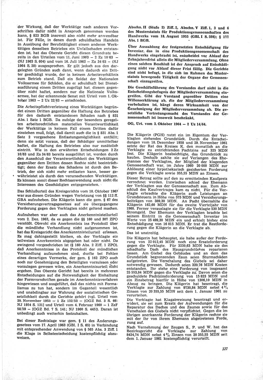 Neue Justiz (NJ), Zeitschrift für Recht und Rechtswissenschaft [Deutsche Demokratische Republik (DDR)], 19. Jahrgang 1965, Seite 127 (NJ DDR 1965, S. 127)