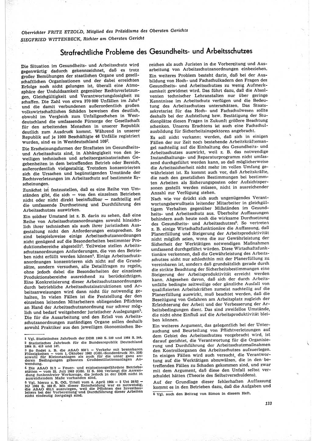 Neue Justiz (NJ), Zeitschrift für Recht und Rechtswissenschaft [Deutsche Demokratische Republik (DDR)], 19. Jahrgang 1965, Seite 133 (NJ DDR 1965, S. 133)