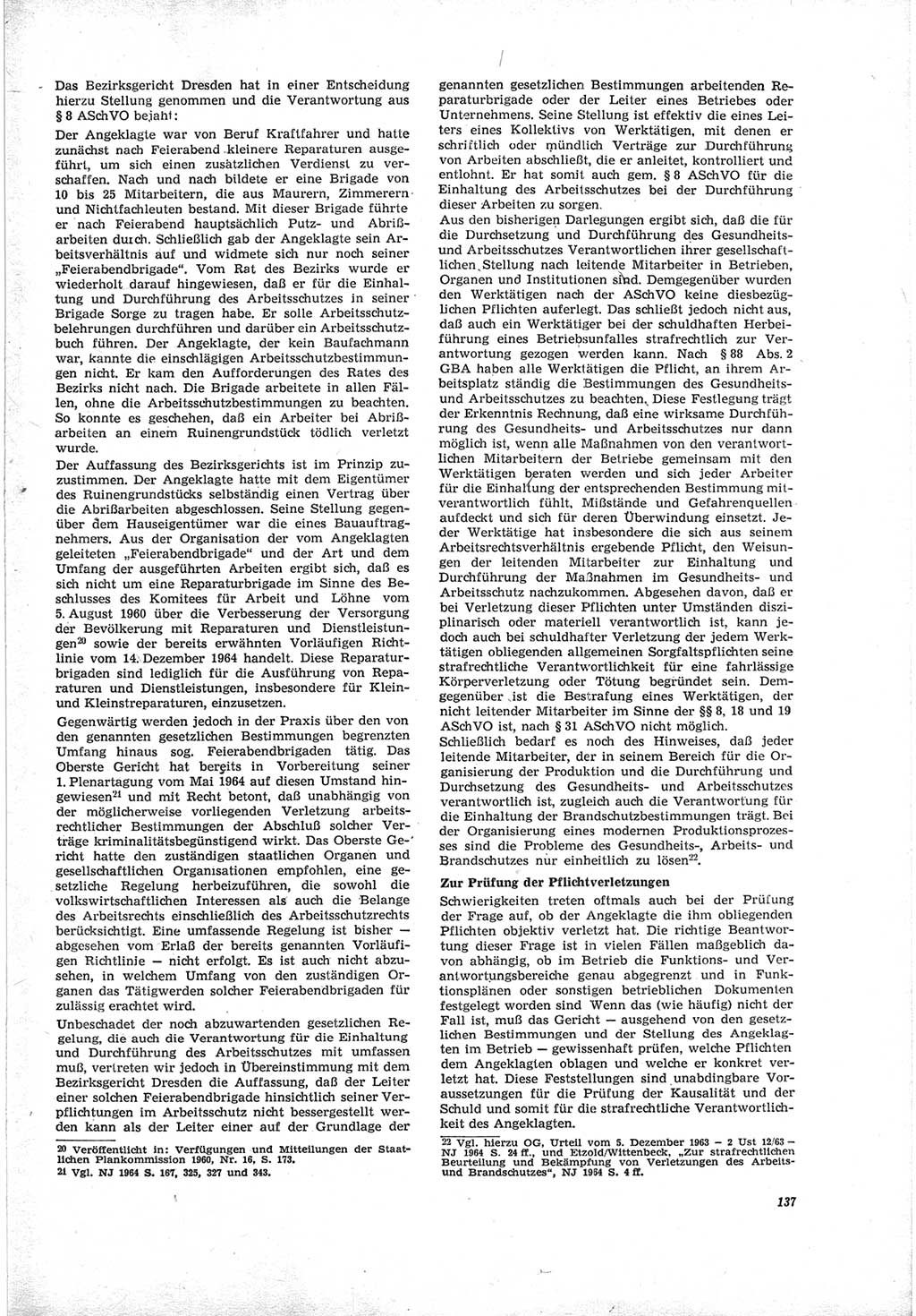 Neue Justiz (NJ), Zeitschrift für Recht und Rechtswissenschaft [Deutsche Demokratische Republik (DDR)], 19. Jahrgang 1965, Seite 137 (NJ DDR 1965, S. 137)