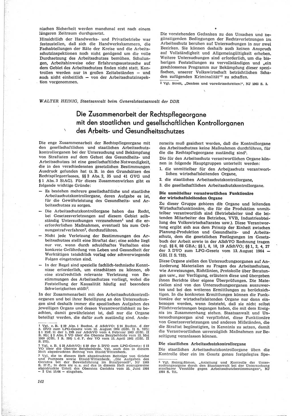 Neue Justiz (NJ), Zeitschrift für Recht und Rechtswissenschaft [Deutsche Demokratische Republik (DDR)], 19. Jahrgang 1965, Seite 142 (NJ DDR 1965, S. 142)