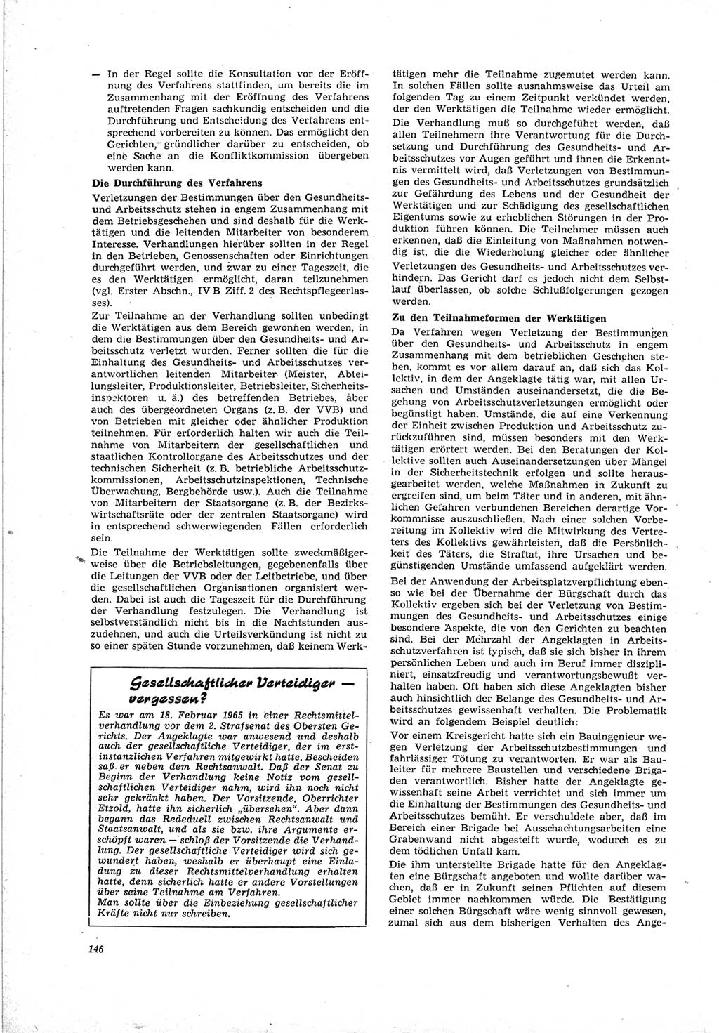 Neue Justiz (NJ), Zeitschrift für Recht und Rechtswissenschaft [Deutsche Demokratische Republik (DDR)], 19. Jahrgang 1965, Seite 146 (NJ DDR 1965, S. 146)