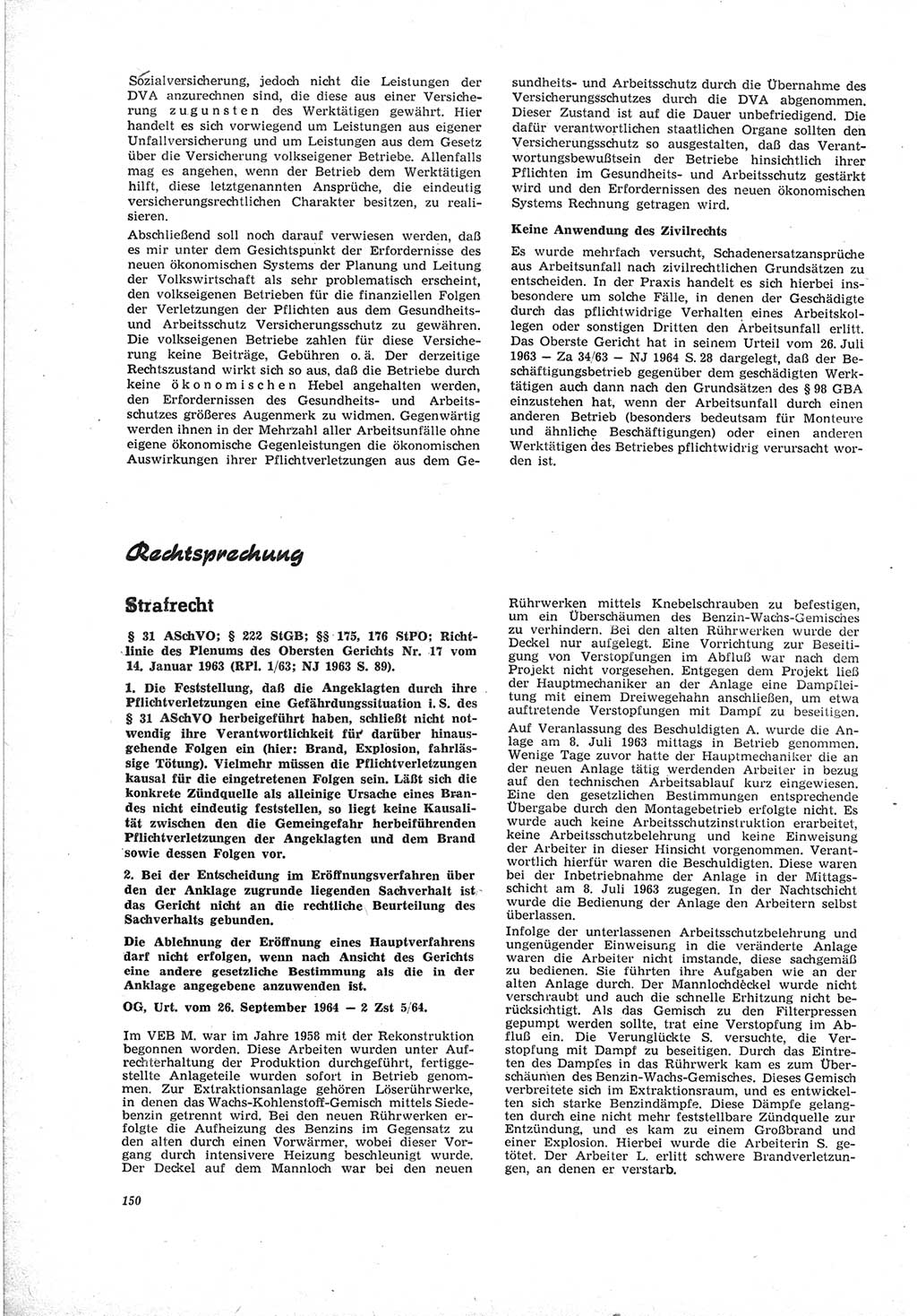 Neue Justiz (NJ), Zeitschrift für Recht und Rechtswissenschaft [Deutsche Demokratische Republik (DDR)], 19. Jahrgang 1965, Seite 150 (NJ DDR 1965, S. 150)