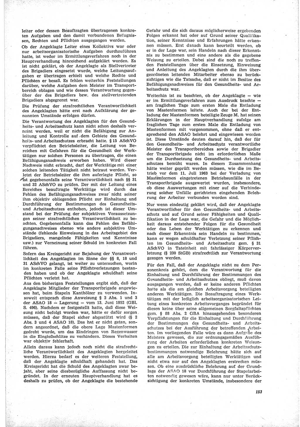 Neue Justiz (NJ), Zeitschrift für Recht und Rechtswissenschaft [Deutsche Demokratische Republik (DDR)], 19. Jahrgang 1965, Seite 153 (NJ DDR 1965, S. 153)