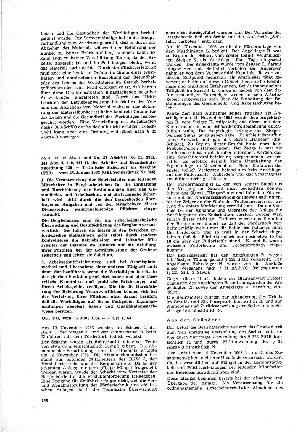 Neue Justiz (NJ), Zeitschrift für Recht und Rechtswissenschaft [Deutsche Demokratische Republik (DDR)], 19. Jahrgang 1965, Seite 156 (NJ DDR 1965, S. 156)