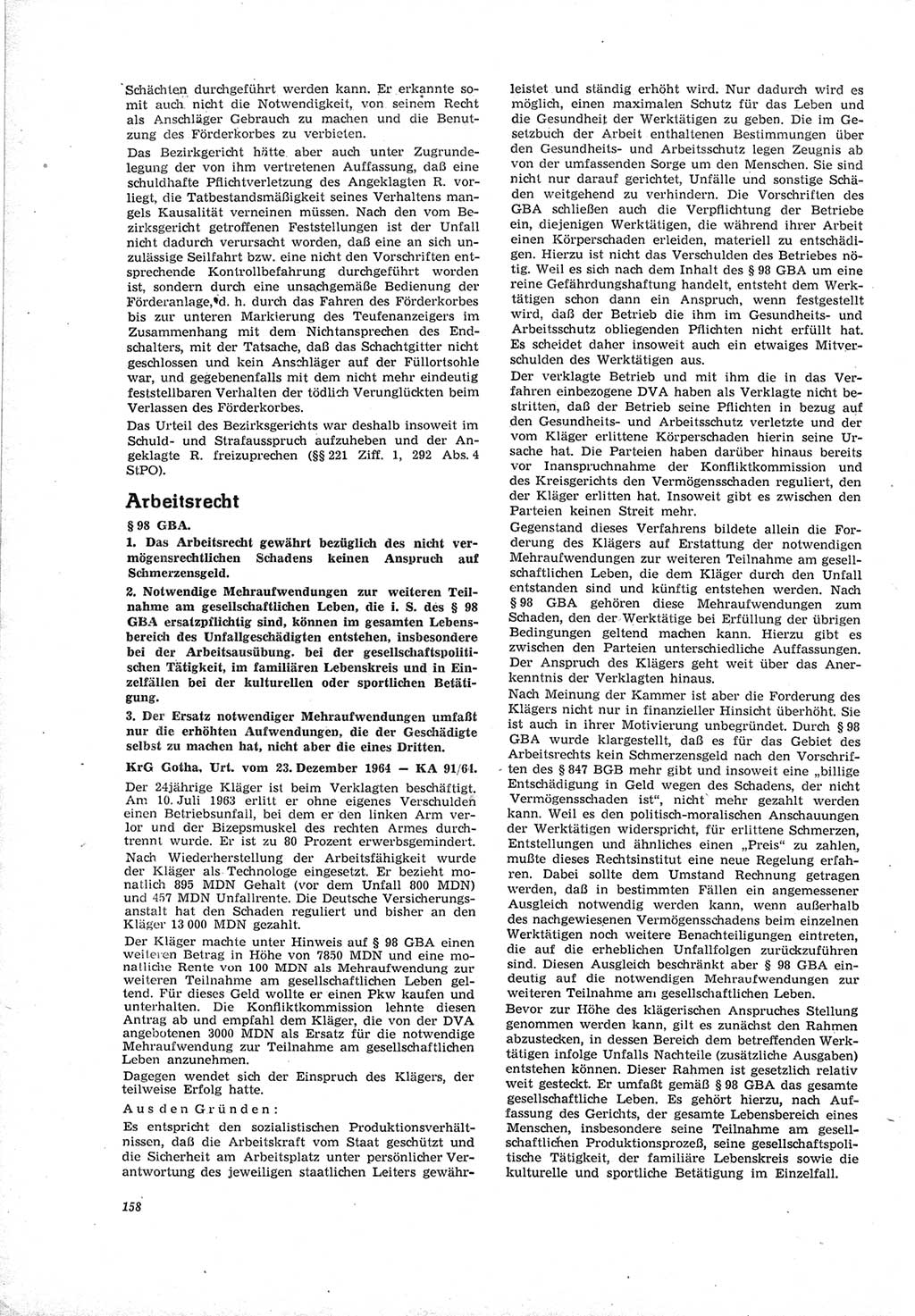 Neue Justiz (NJ), Zeitschrift für Recht und Rechtswissenschaft [Deutsche Demokratische Republik (DDR)], 19. Jahrgang 1965, Seite 158 (NJ DDR 1965, S. 158)