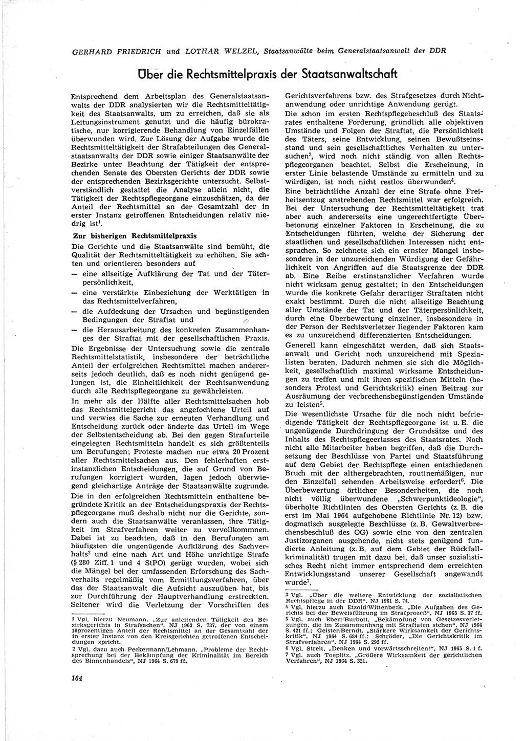 Neue Justiz (NJ), Zeitschrift für Recht und Rechtswissenschaft [Deutsche Demokratische Republik (DDR)], 19. Jahrgang 1965, Seite 164 (NJ DDR 1965, S. 164)