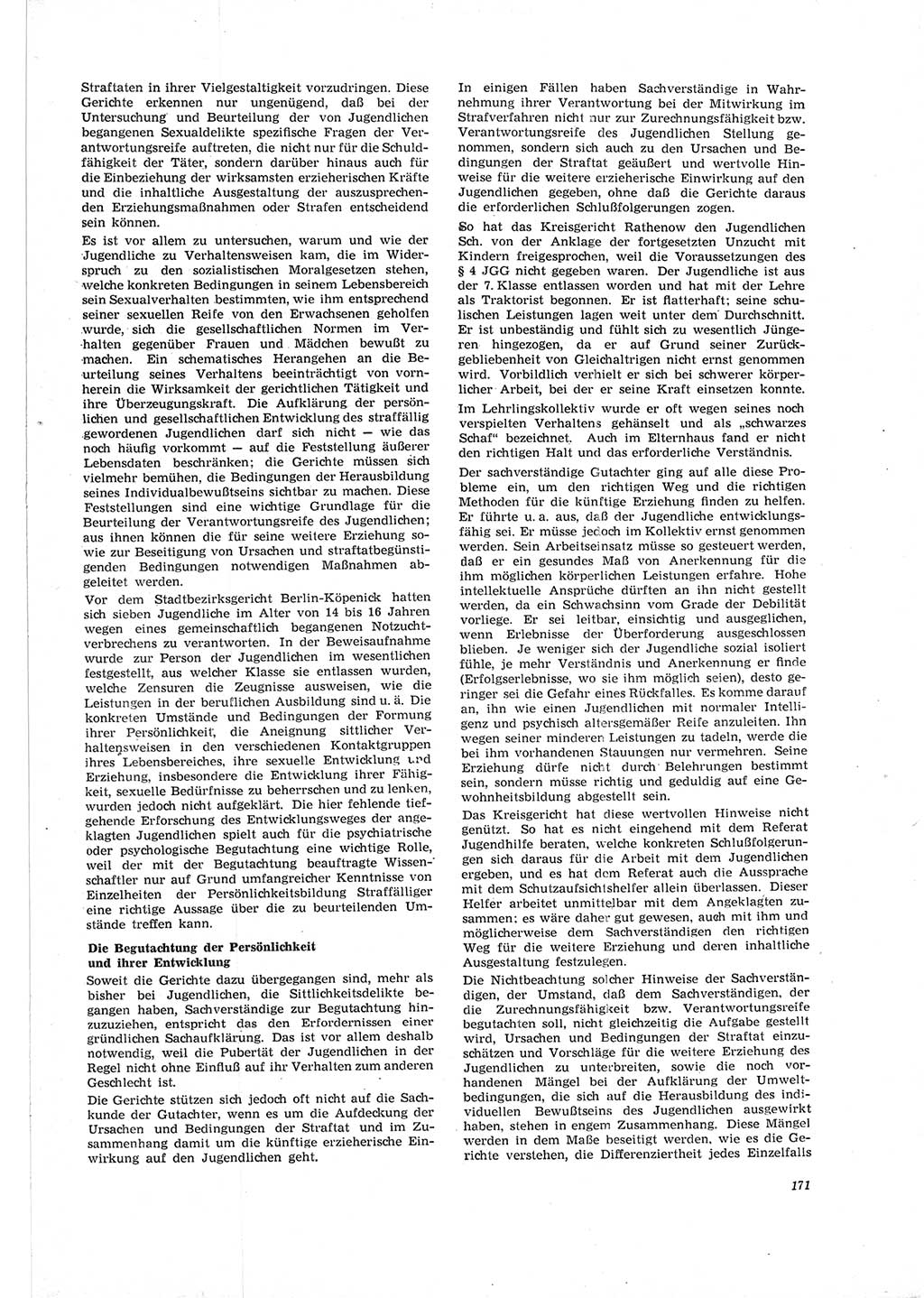 Neue Justiz (NJ), Zeitschrift für Recht und Rechtswissenschaft [Deutsche Demokratische Republik (DDR)], 19. Jahrgang 1965, Seite 171 (NJ DDR 1965, S. 171)