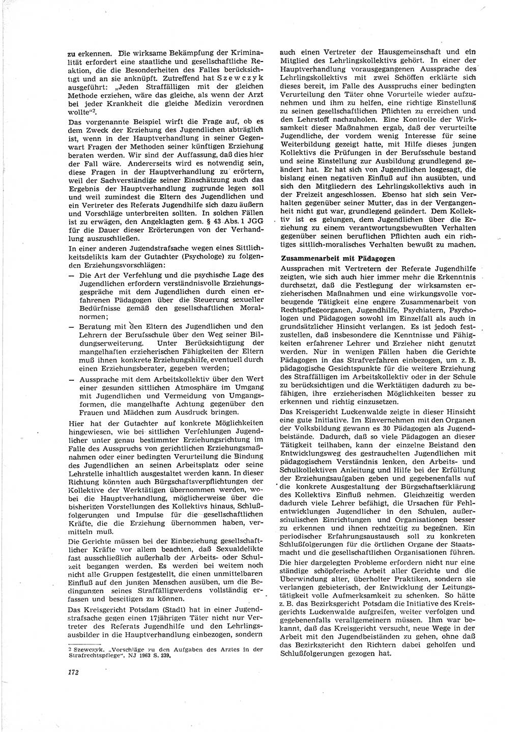 Neue Justiz (NJ), Zeitschrift für Recht und Rechtswissenschaft [Deutsche Demokratische Republik (DDR)], 19. Jahrgang 1965, Seite 172 (NJ DDR 1965, S. 172)
