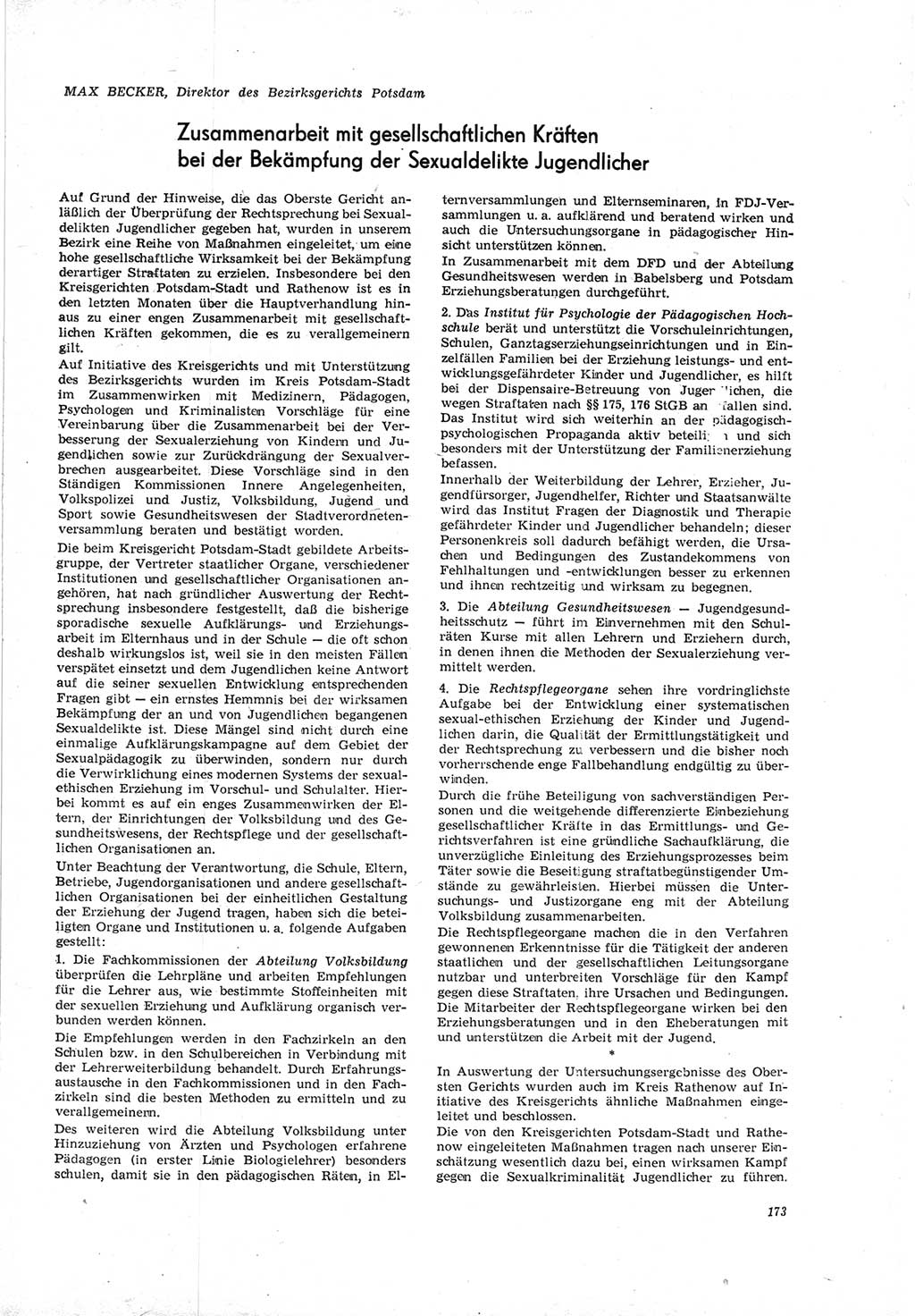 Neue Justiz (NJ), Zeitschrift für Recht und Rechtswissenschaft [Deutsche Demokratische Republik (DDR)], 19. Jahrgang 1965, Seite 173 (NJ DDR 1965, S. 173)