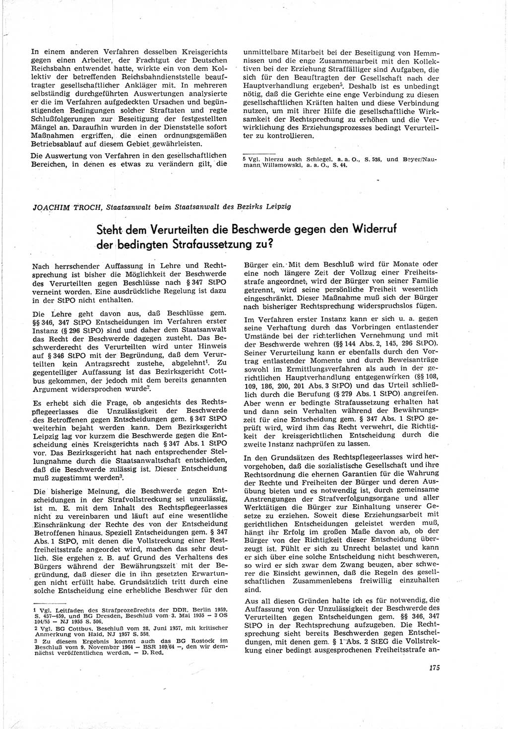 Neue Justiz (NJ), Zeitschrift für Recht und Rechtswissenschaft [Deutsche Demokratische Republik (DDR)], 19. Jahrgang 1965, Seite 175 (NJ DDR 1965, S. 175)