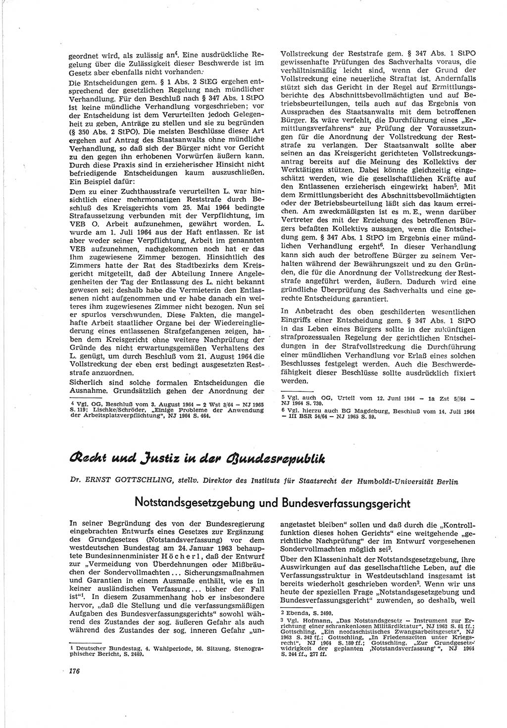 Neue Justiz (NJ), Zeitschrift für Recht und Rechtswissenschaft [Deutsche Demokratische Republik (DDR)], 19. Jahrgang 1965, Seite 176 (NJ DDR 1965, S. 176)