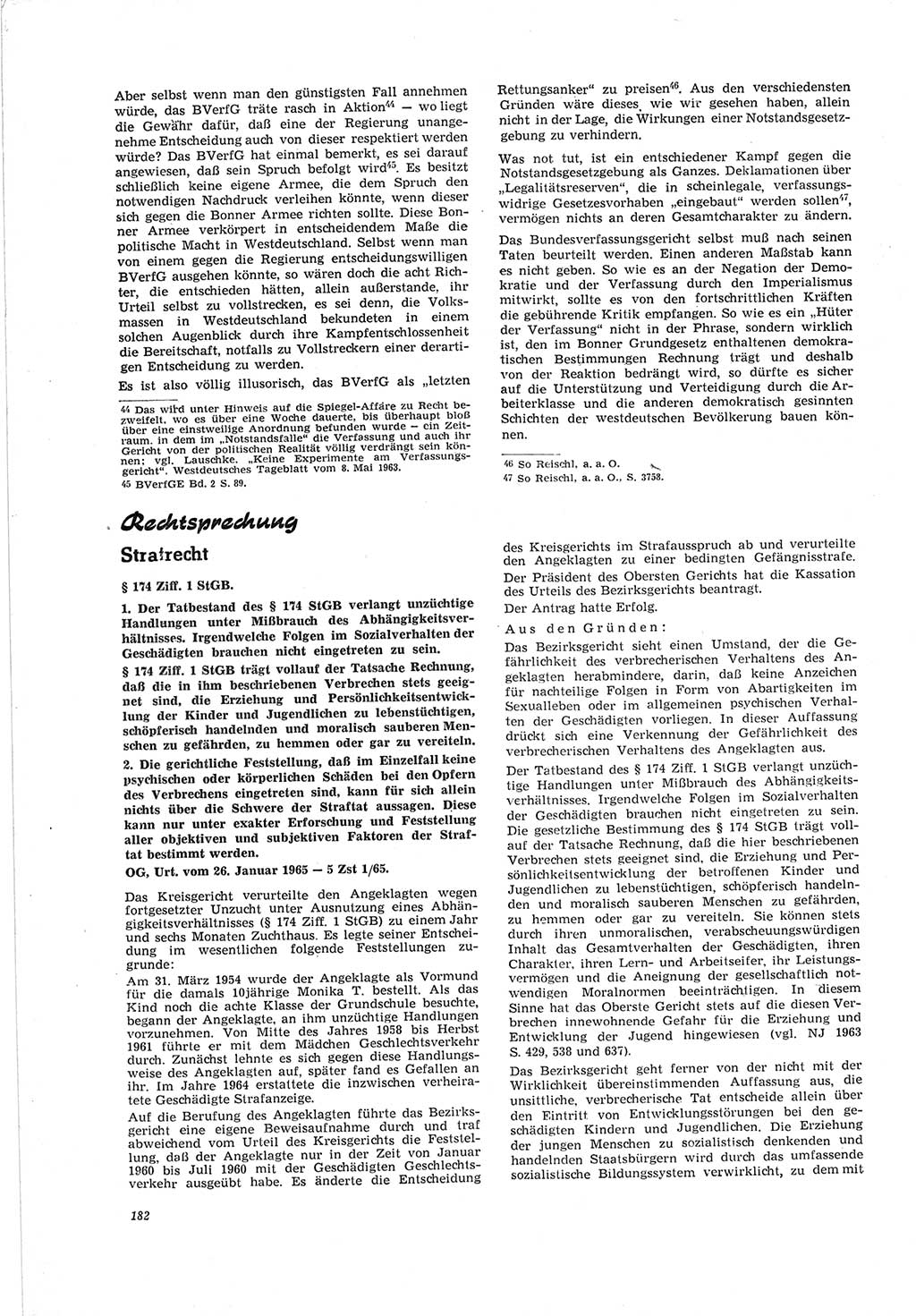 Neue Justiz (NJ), Zeitschrift für Recht und Rechtswissenschaft [Deutsche Demokratische Republik (DDR)], 19. Jahrgang 1965, Seite 182 (NJ DDR 1965, S. 182)