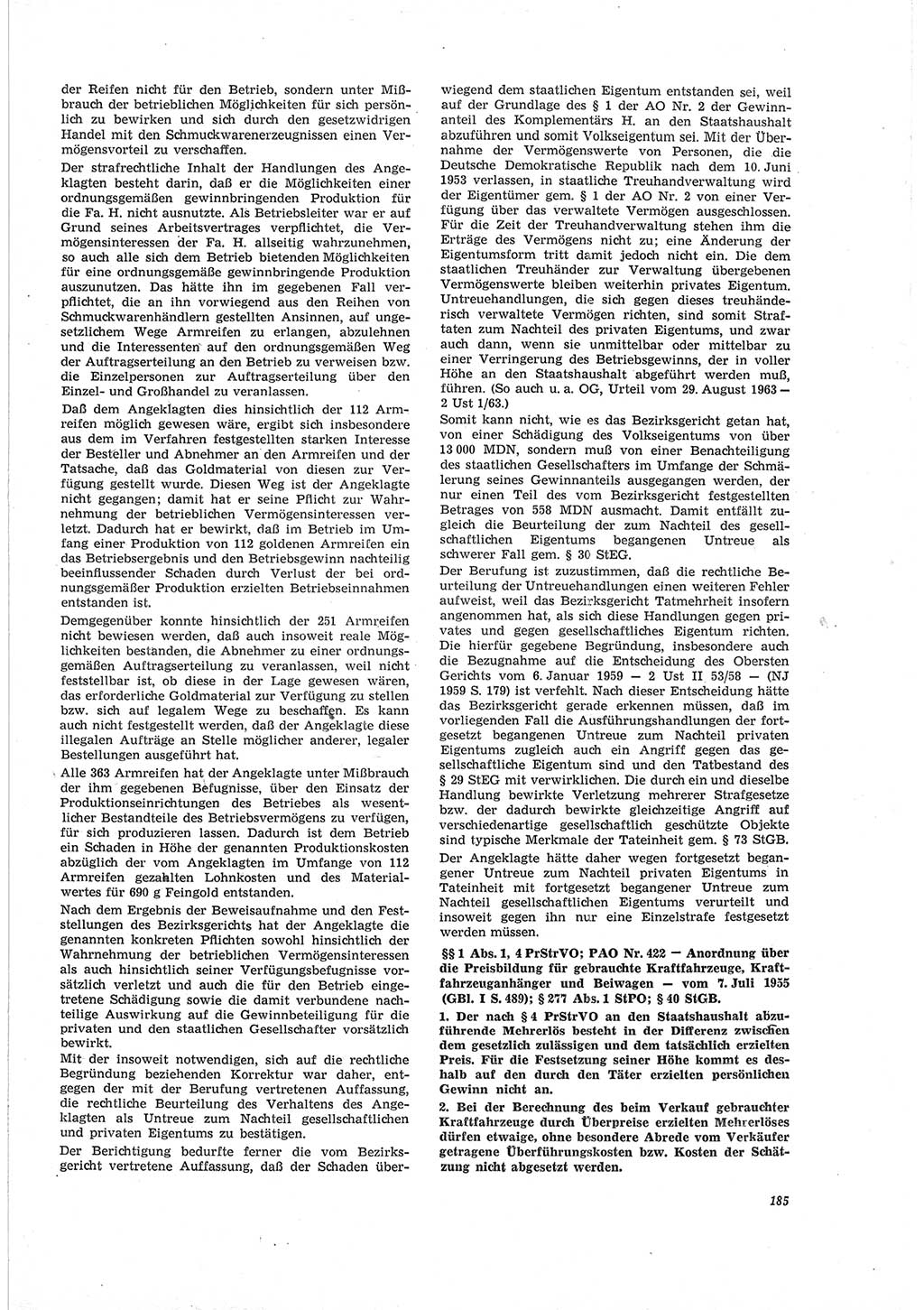 Neue Justiz (NJ), Zeitschrift für Recht und Rechtswissenschaft [Deutsche Demokratische Republik (DDR)], 19. Jahrgang 1965, Seite 185 (NJ DDR 1965, S. 185)