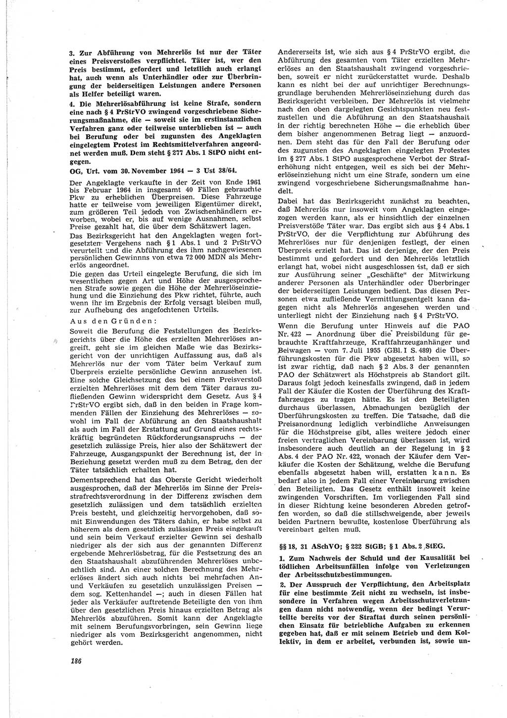 Neue Justiz (NJ), Zeitschrift für Recht und Rechtswissenschaft [Deutsche Demokratische Republik (DDR)], 19. Jahrgang 1965, Seite 186 (NJ DDR 1965, S. 186)