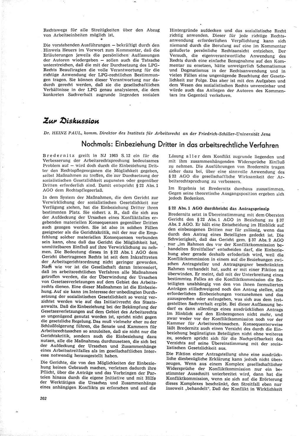 Neue Justiz (NJ), Zeitschrift für Recht und Rechtswissenschaft [Deutsche Demokratische Republik (DDR)], 19. Jahrgang 1965, Seite 202 (NJ DDR 1965, S. 202)