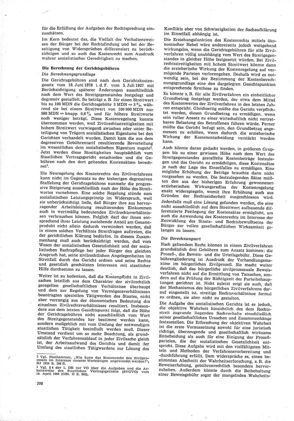 Neue Justiz (NJ), Zeitschrift für Recht und Rechtswissenschaft [Deutsche Demokratische Republik (DDR)], 19. Jahrgang 1965, Seite 208 (NJ DDR 1965, S. 208)