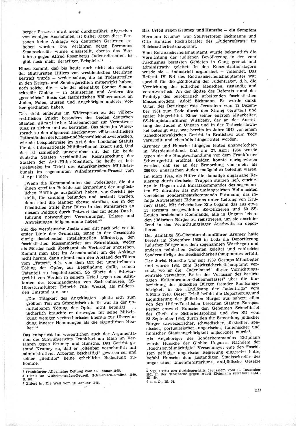 Neue Justiz (NJ), Zeitschrift für Recht und Rechtswissenschaft [Deutsche Demokratische Republik (DDR)], 19. Jahrgang 1965, Seite 211 (NJ DDR 1965, S. 211)
