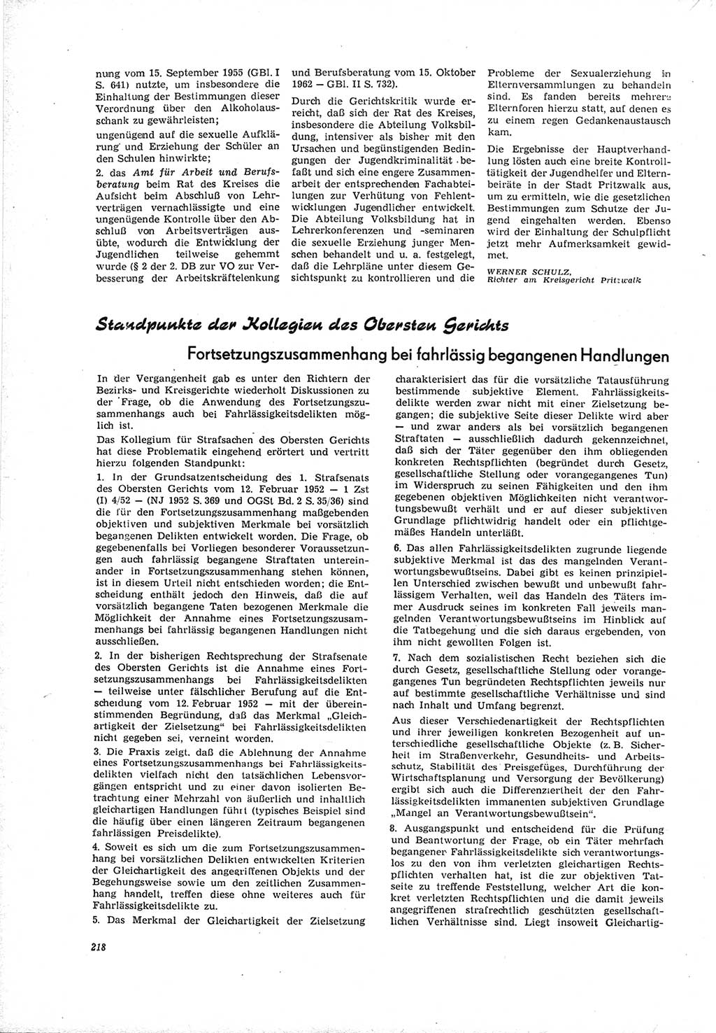 Neue Justiz (NJ), Zeitschrift für Recht und Rechtswissenschaft [Deutsche Demokratische Republik (DDR)], 19. Jahrgang 1965, Seite 218 (NJ DDR 1965, S. 218)