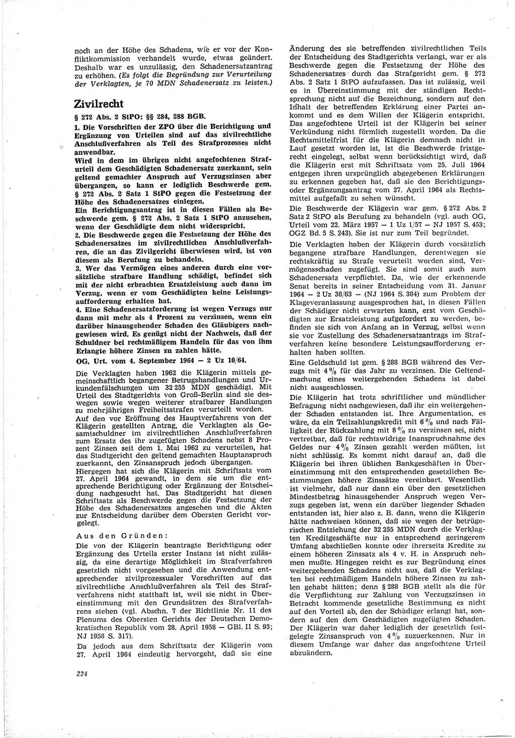 Neue Justiz (NJ), Zeitschrift für Recht und Rechtswissenschaft [Deutsche Demokratische Republik (DDR)], 19. Jahrgang 1965, Seite 224 (NJ DDR 1965, S. 224)