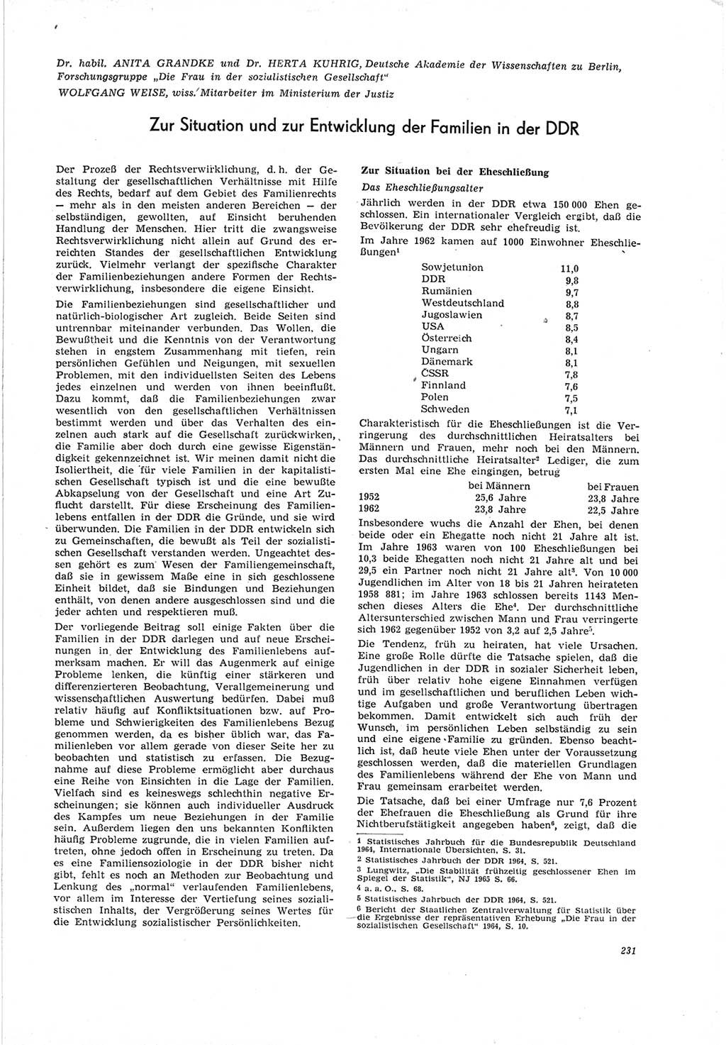 Neue Justiz (NJ), Zeitschrift für Recht und Rechtswissenschaft [Deutsche Demokratische Republik (DDR)], 19. Jahrgang 1965, Seite 231 (NJ DDR 1965, S. 231)