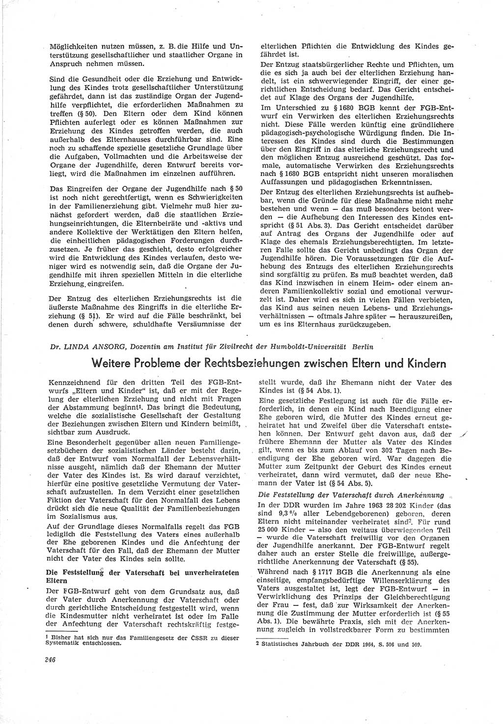 Neue Justiz (NJ), Zeitschrift für Recht und Rechtswissenschaft [Deutsche Demokratische Republik (DDR)], 19. Jahrgang 1965, Seite 246 (NJ DDR 1965, S. 246)