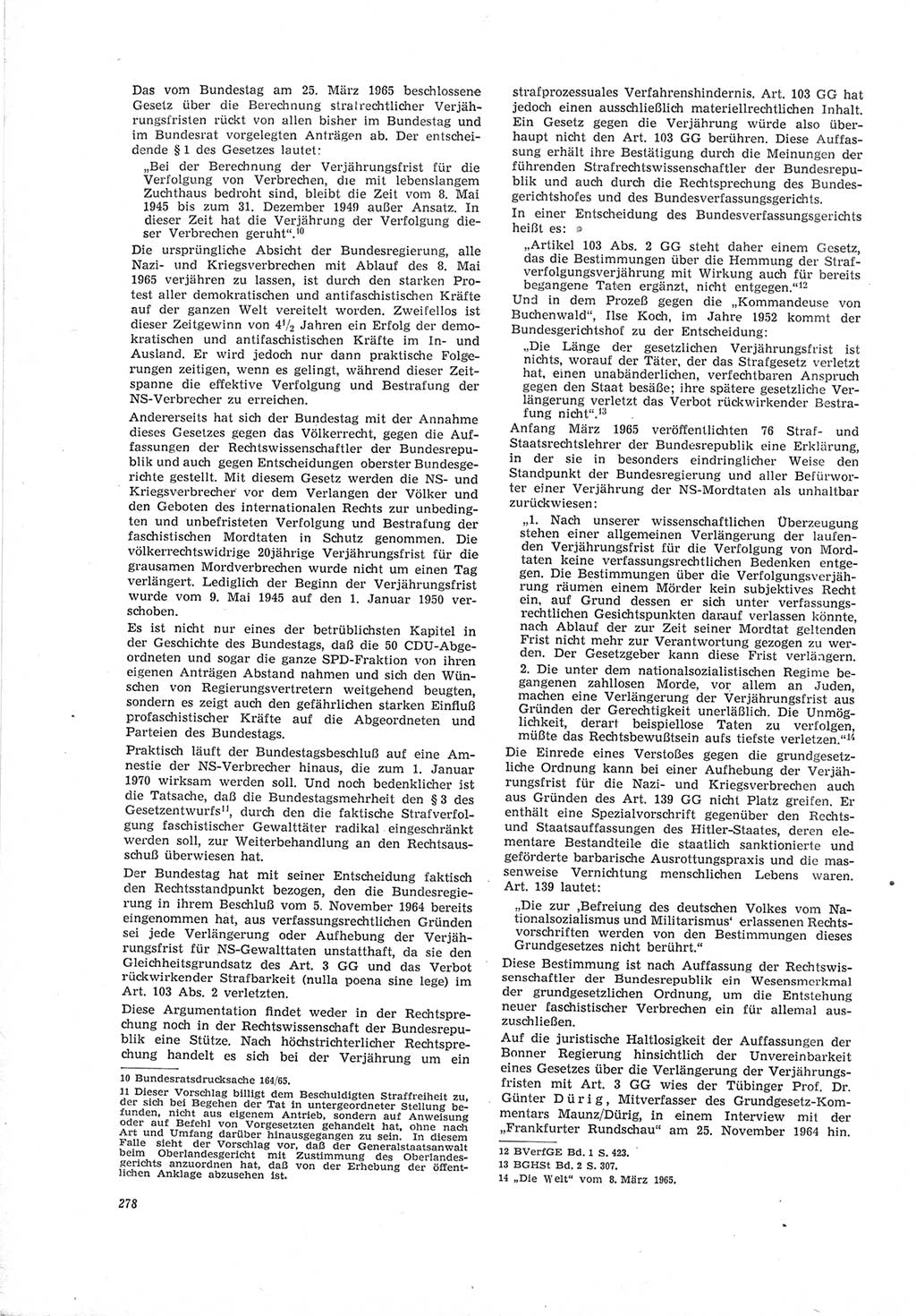 Neue Justiz (NJ), Zeitschrift für Recht und Rechtswissenschaft [Deutsche Demokratische Republik (DDR)], 19. Jahrgang 1965, Seite 278 (NJ DDR 1965, S. 278)
