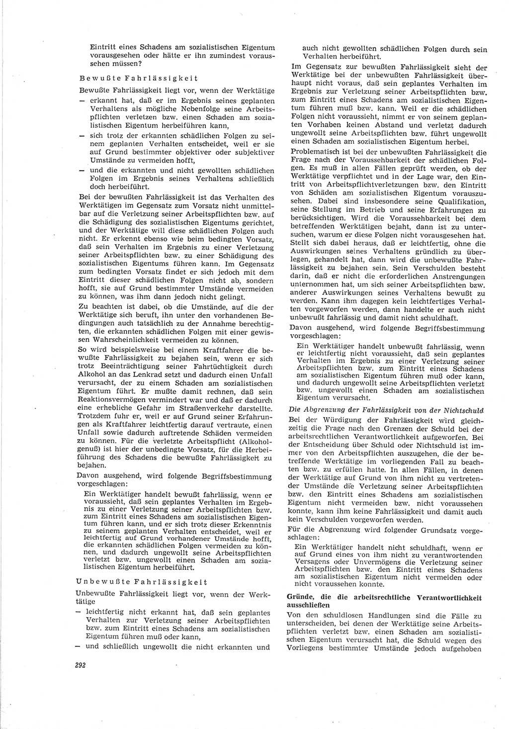 Neue Justiz (NJ), Zeitschrift für Recht und Rechtswissenschaft [Deutsche Demokratische Republik (DDR)], 19. Jahrgang 1965, Seite 292 (NJ DDR 1965, S. 292)
