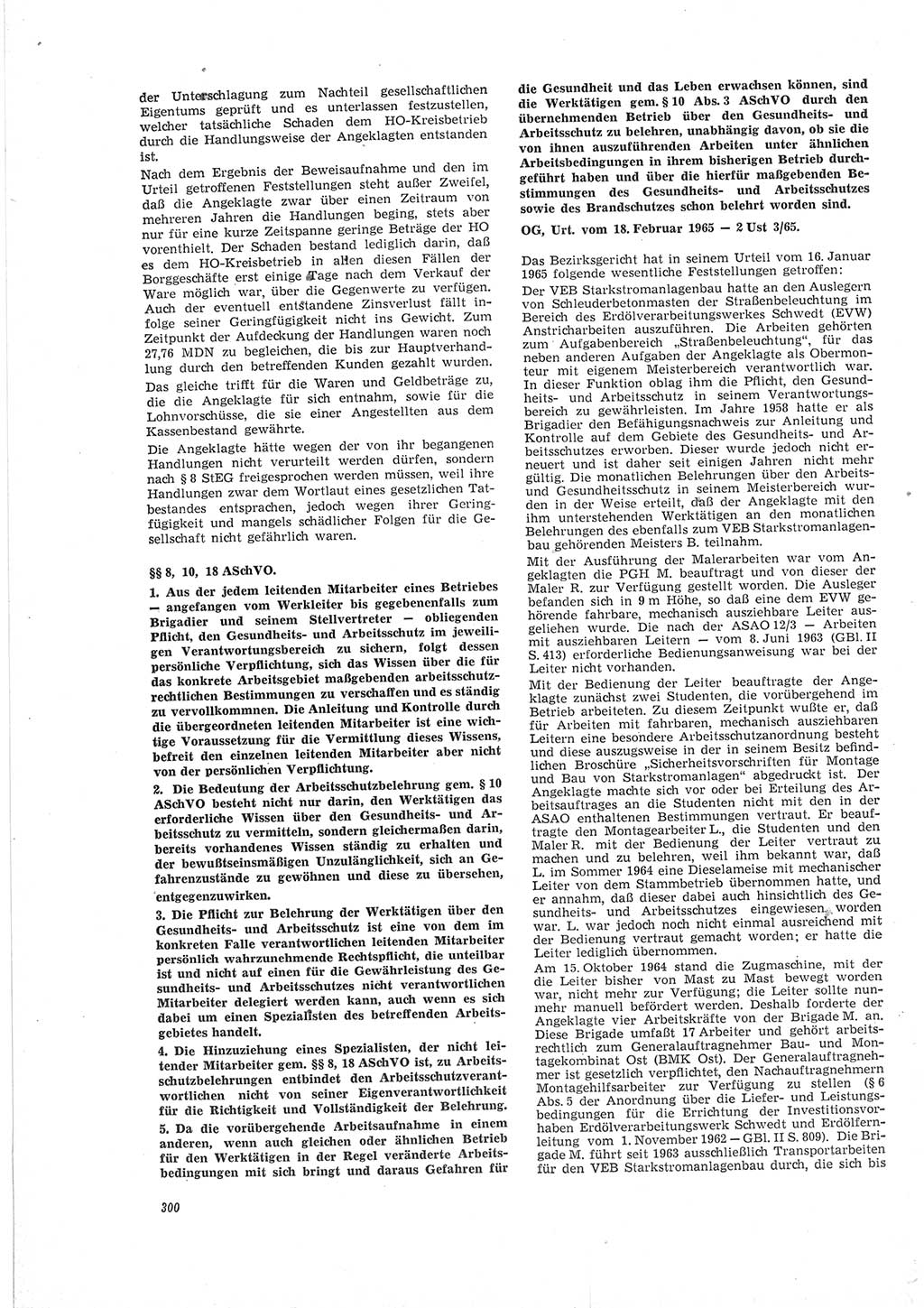 Neue Justiz (NJ), Zeitschrift für Recht und Rechtswissenschaft [Deutsche Demokratische Republik (DDR)], 19. Jahrgang 1965, Seite 300 (NJ DDR 1965, S. 300)