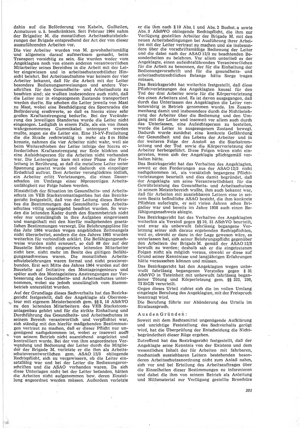 Neue Justiz (NJ), Zeitschrift für Recht und Rechtswissenschaft [Deutsche Demokratische Republik (DDR)], 19. Jahrgang 1965, Seite 301 (NJ DDR 1965, S. 301)