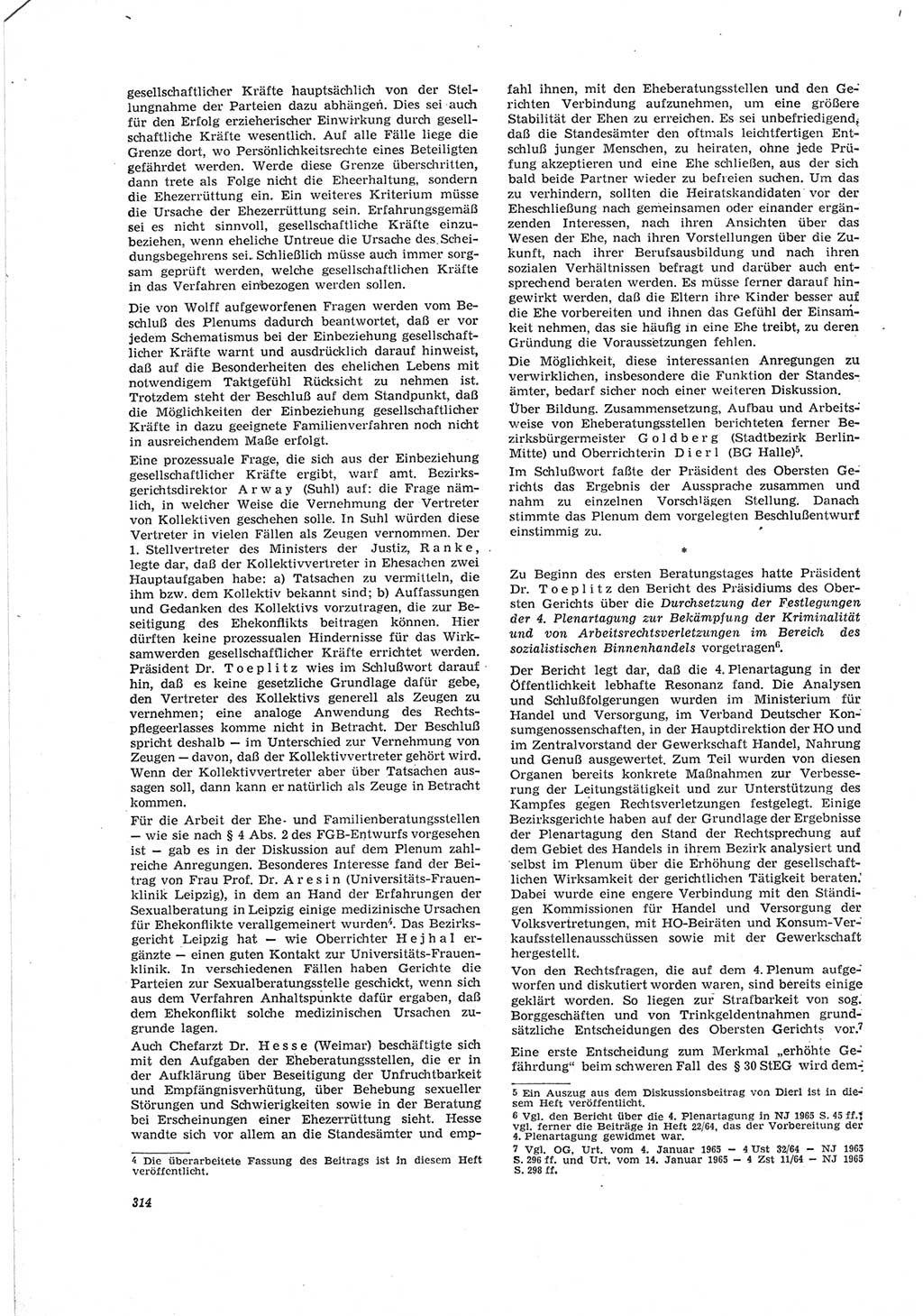 Neue Justiz (NJ), Zeitschrift für Recht und Rechtswissenschaft [Deutsche Demokratische Republik (DDR)], 19. Jahrgang 1965, Seite 314 (NJ DDR 1965, S. 314)