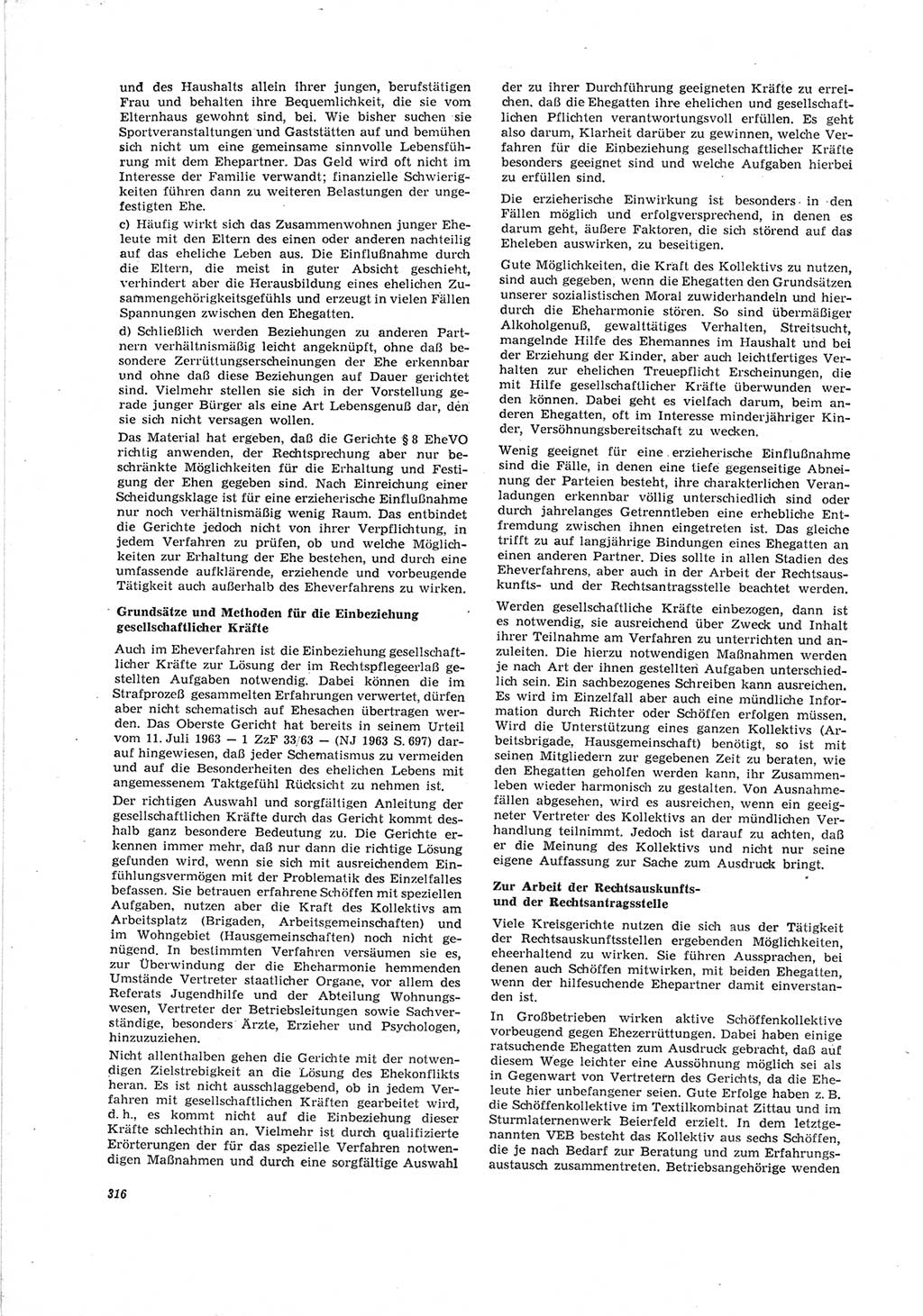 Neue Justiz (NJ), Zeitschrift für Recht und Rechtswissenschaft [Deutsche Demokratische Republik (DDR)], 19. Jahrgang 1965, Seite 316 (NJ DDR 1965, S. 316)