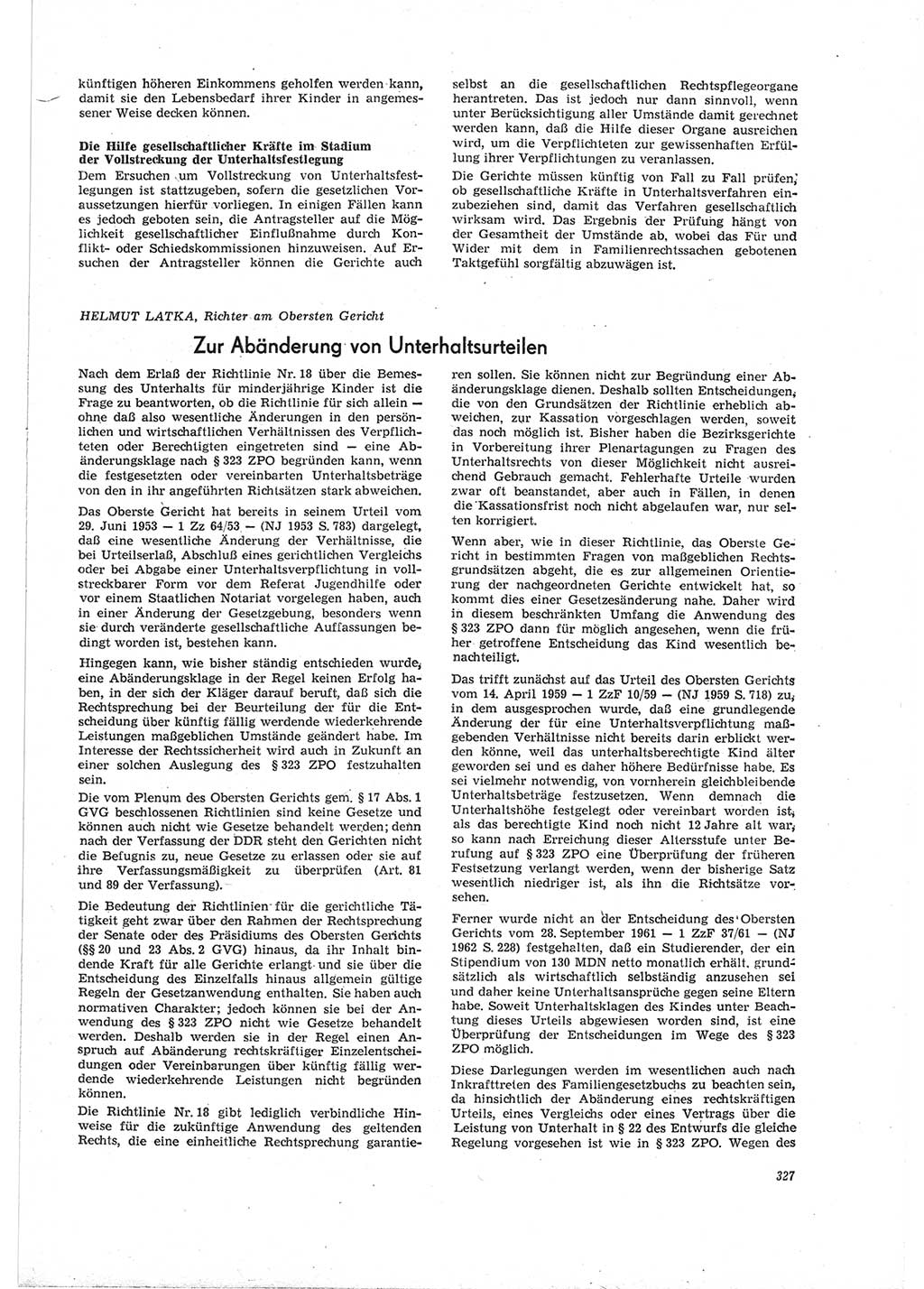Neue Justiz (NJ), Zeitschrift für Recht und Rechtswissenschaft [Deutsche Demokratische Republik (DDR)], 19. Jahrgang 1965, Seite 327 (NJ DDR 1965, S. 327)