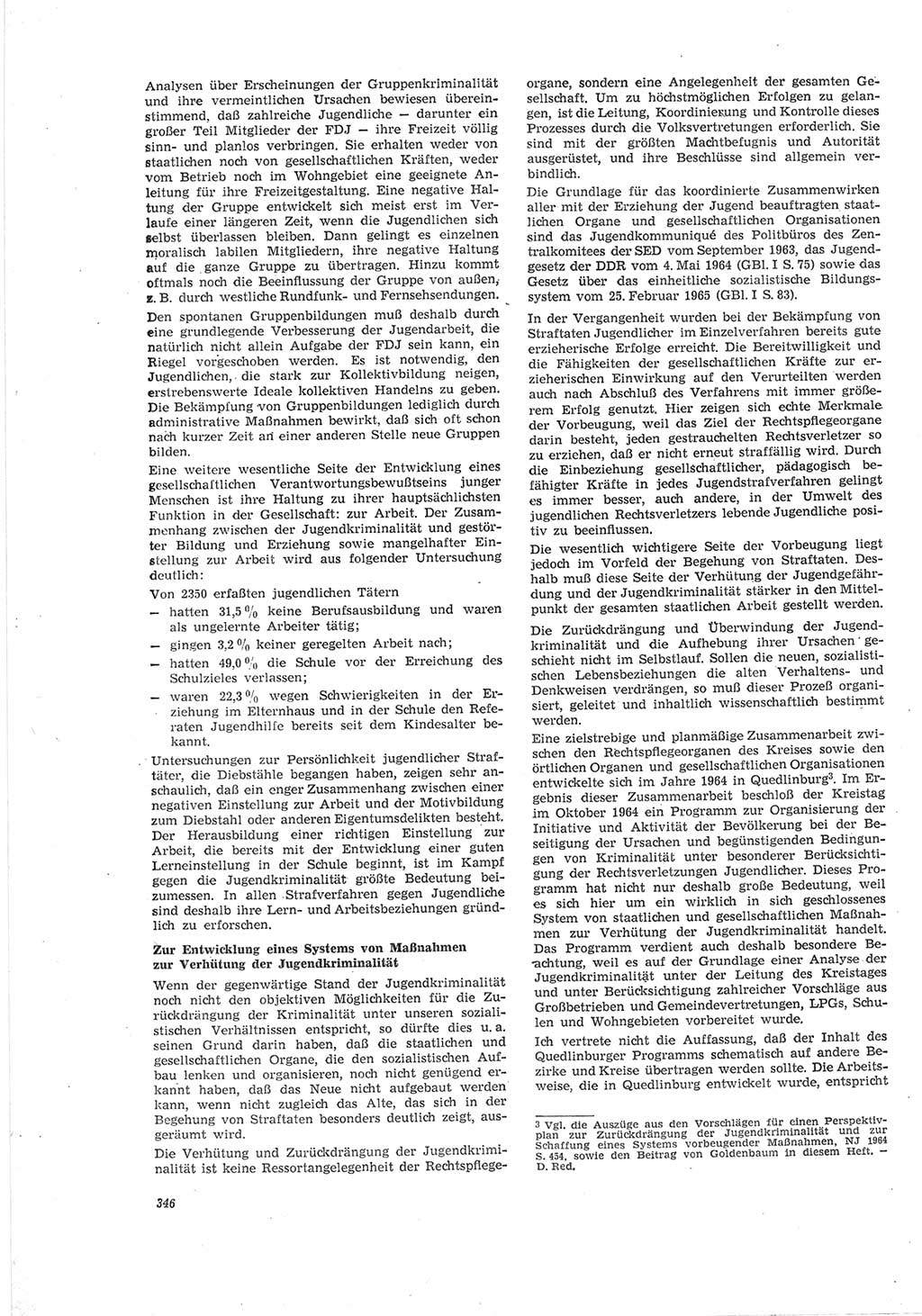 Neue Justiz (NJ), Zeitschrift für Recht und Rechtswissenschaft [Deutsche Demokratische Republik (DDR)], 19. Jahrgang 1965, Seite 346 (NJ DDR 1965, S. 346)