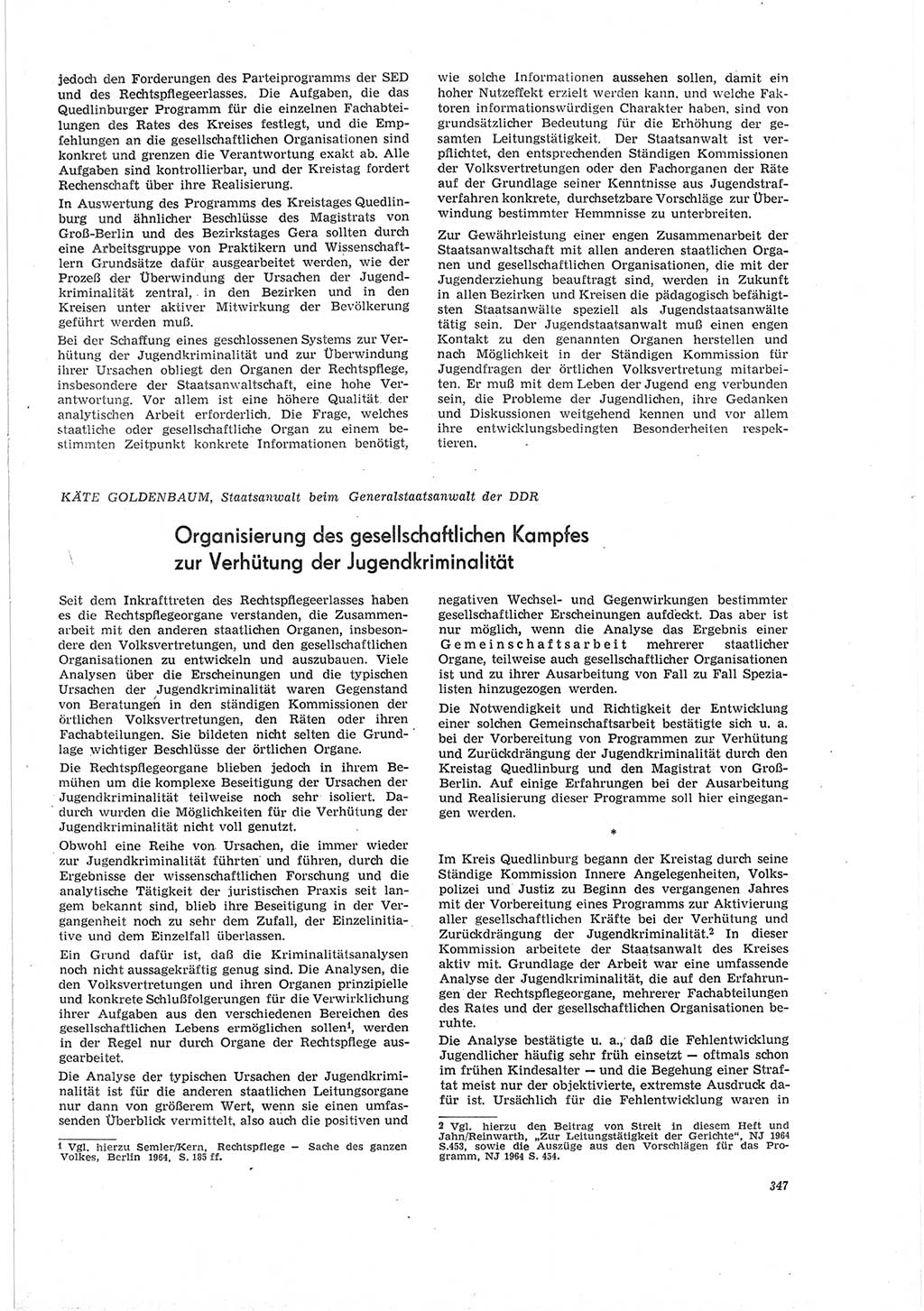 Neue Justiz (NJ), Zeitschrift für Recht und Rechtswissenschaft [Deutsche Demokratische Republik (DDR)], 19. Jahrgang 1965, Seite 347 (NJ DDR 1965, S. 347)