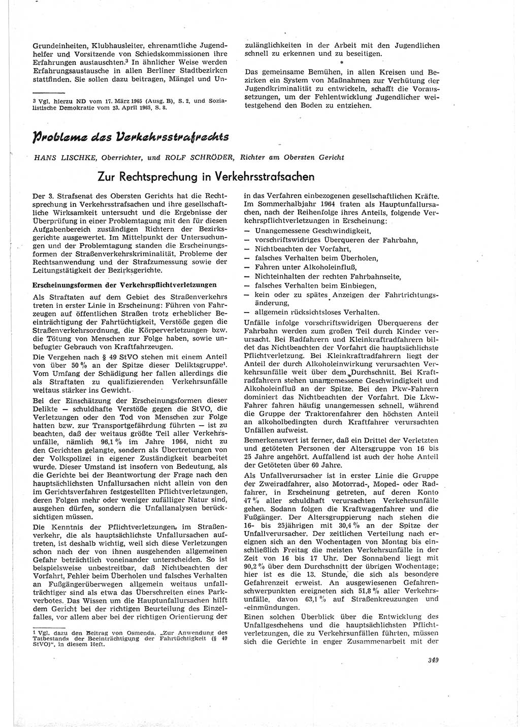 Neue Justiz (NJ), Zeitschrift für Recht und Rechtswissenschaft [Deutsche Demokratische Republik (DDR)], 19. Jahrgang 1965, Seite 349 (NJ DDR 1965, S. 349)